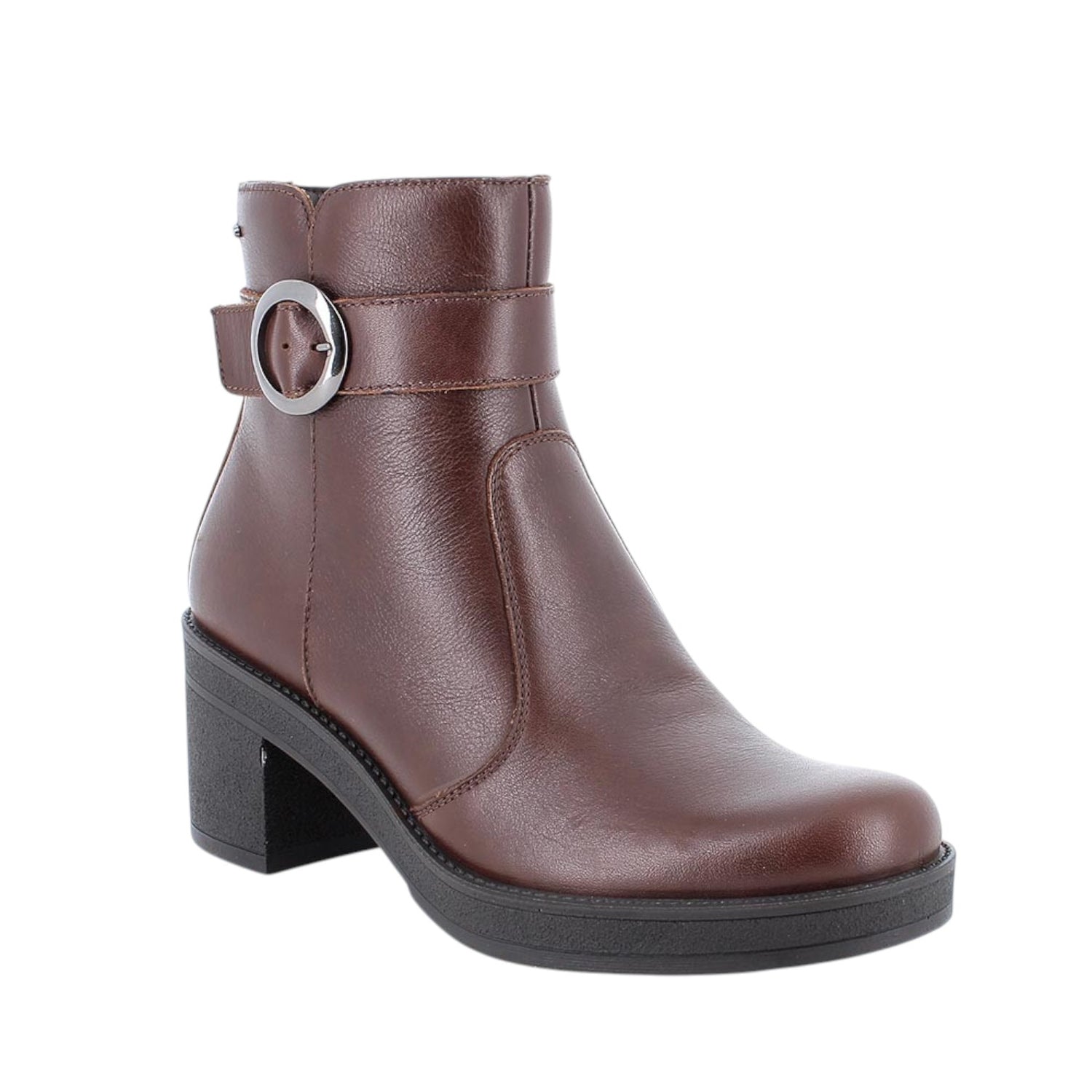 Igi&Co Stivaletto Donna in Pelle Cioccolato con Accessorio e Tacco Largo Alto 70mm