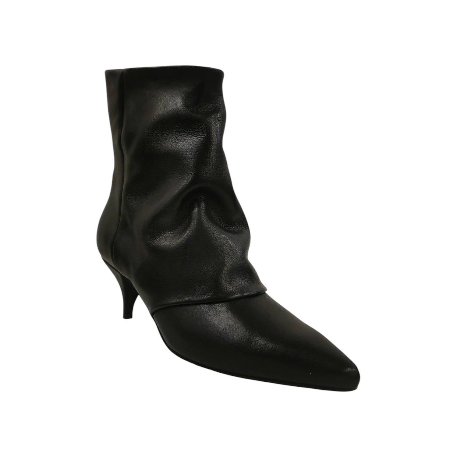 The Icona Stivaletto Donna in Pelle Nera con Risvolto e Tacco Sottile Alto 50mm