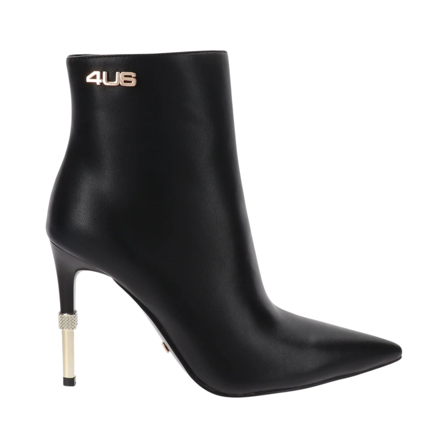 4US Tronchetto Donna in Ecopelle con Tacco a Stiletto Dorato Alto 100mm