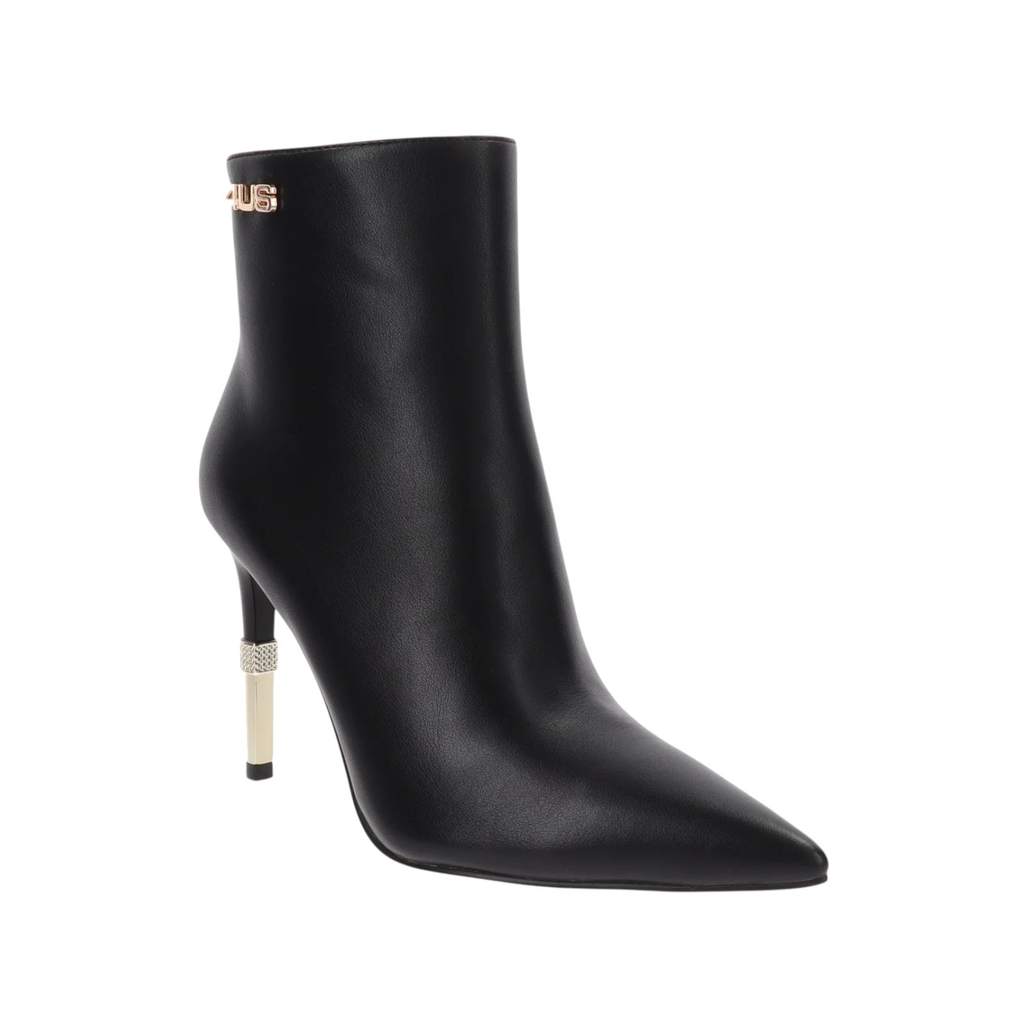 4US Tronchetto Donna in Ecopelle con Tacco a Stiletto Dorato Alto 100mm