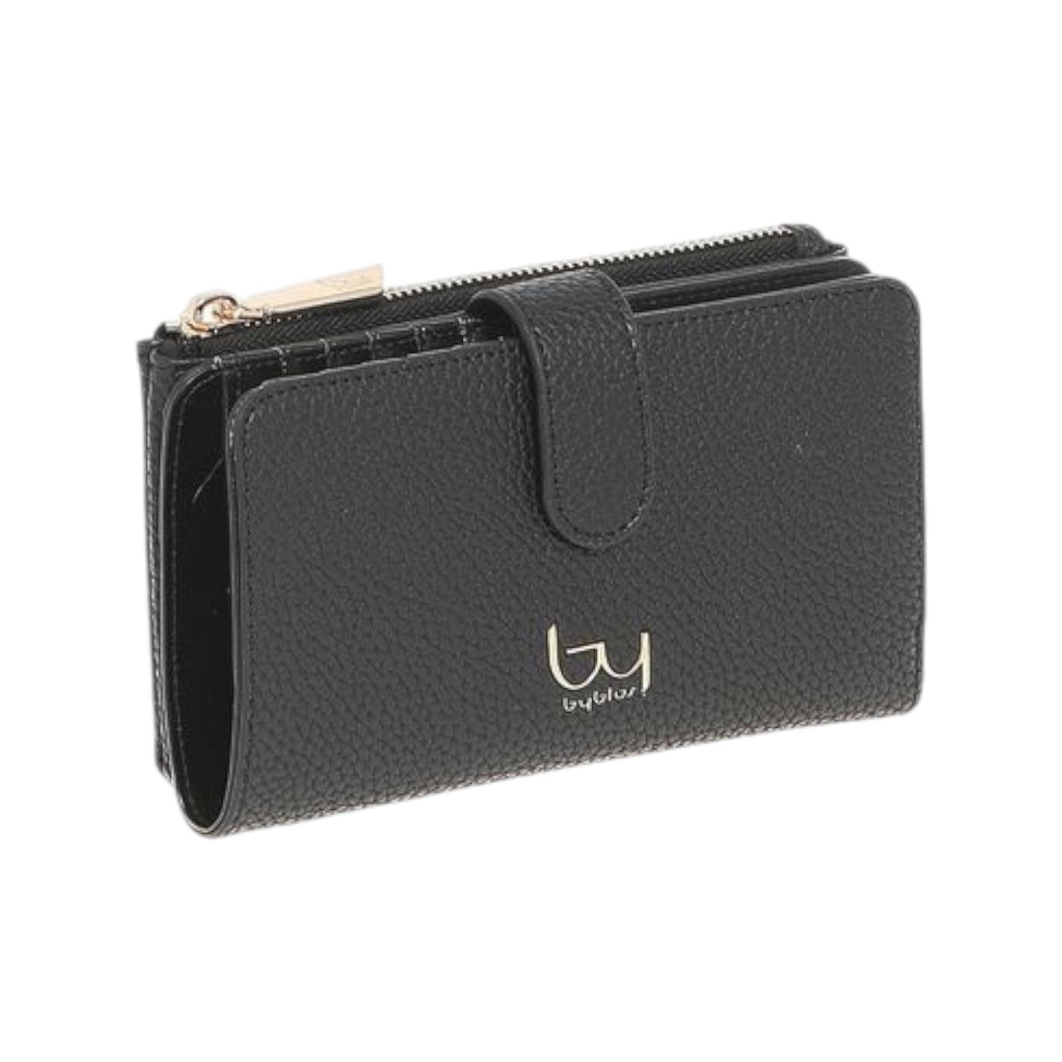 By Byblos Portafoglio Grande Donna in Ecopelle Nera con Linguetta e Bottone
