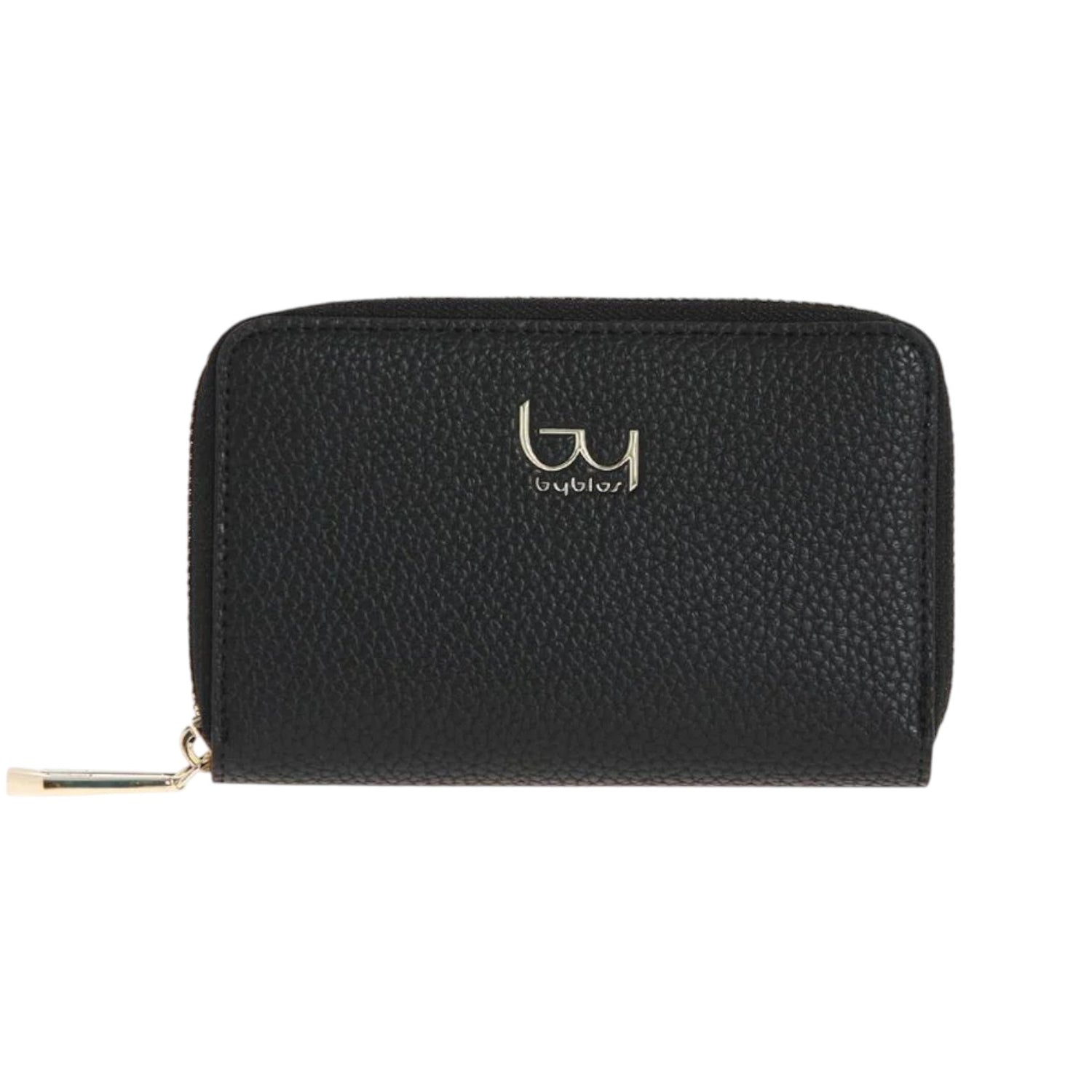 By Byblos Portafoglio Donna in Ecopelle Martellata Nera con Doppia Zip