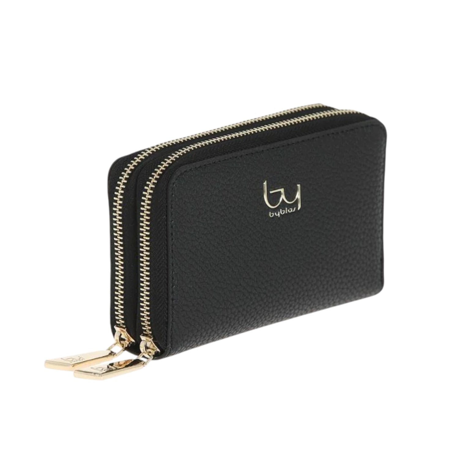 By Byblos Portafoglio Donna in Ecopelle Martellata Nera con Doppia Zip