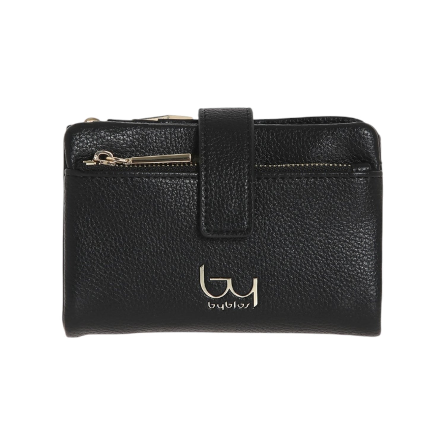 By Byblos Portafoglio Medio Donna in Ecopelle Nera con Linguetta e Bottone