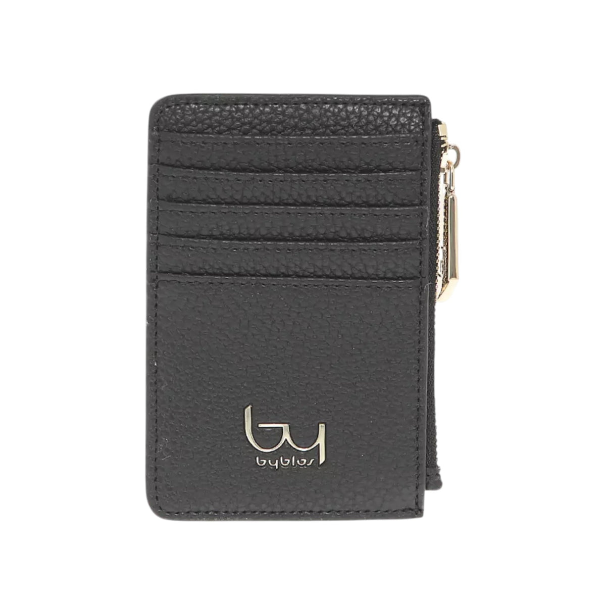 By Byblos Portacarte Donna in Ecopelle Martellata Nero con Zip