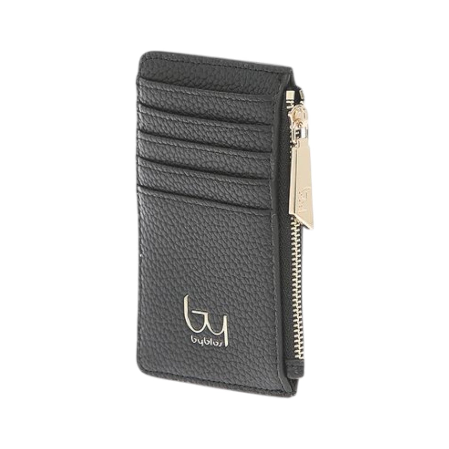 By Byblos Portacarte Donna in Ecopelle Martellata Nero con Zip