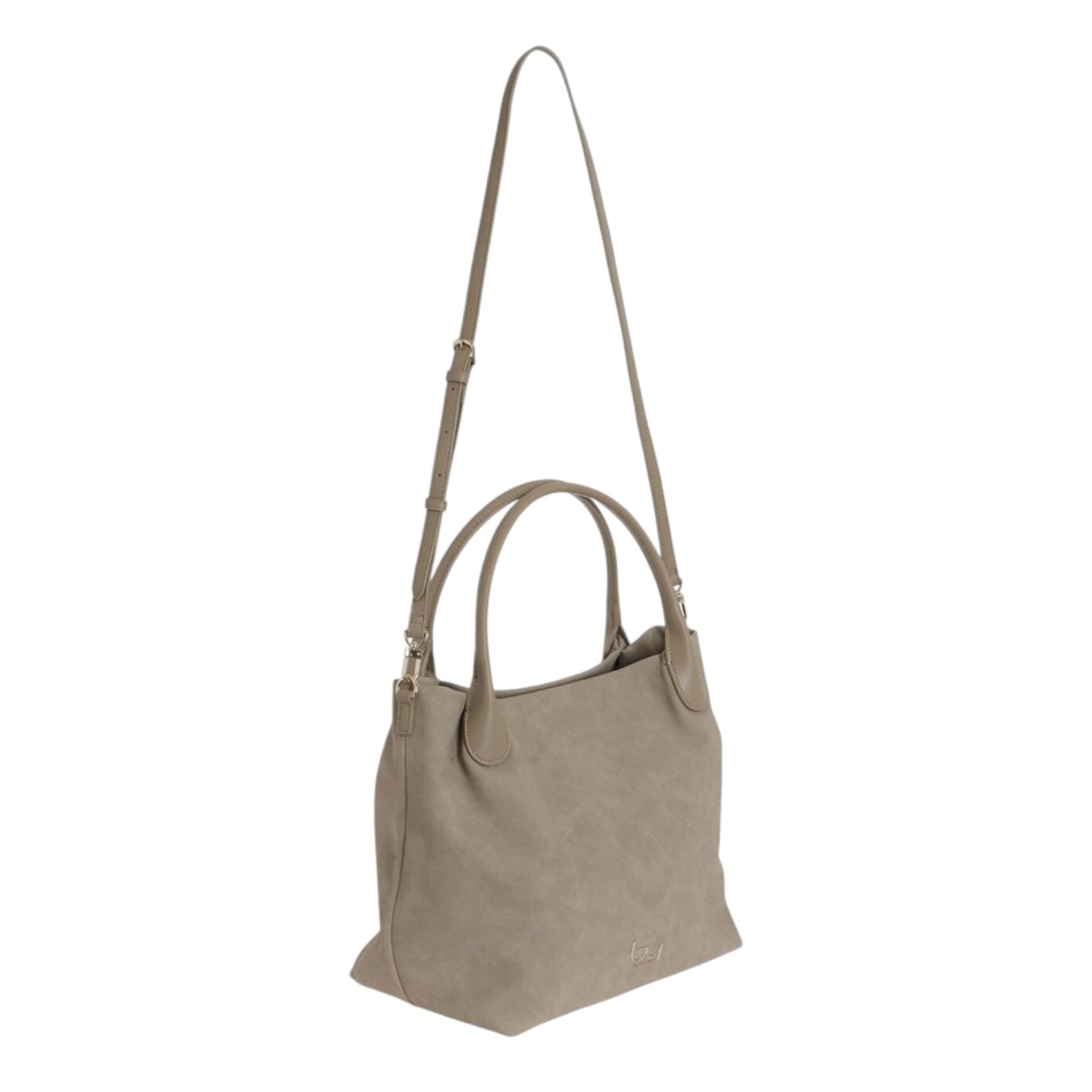 By Byblos Borsa a Spalla Donna in Camoscio Sintetico e Ecopelle Beige con Tracolla