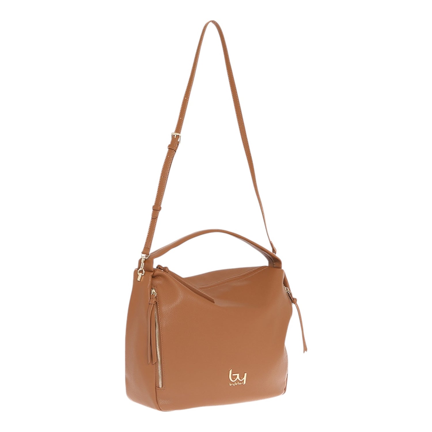 By Byblos Borsa a Spalla Donna in Ecopelle Morbida Cuoio con Tracolla e Tasche Laterali