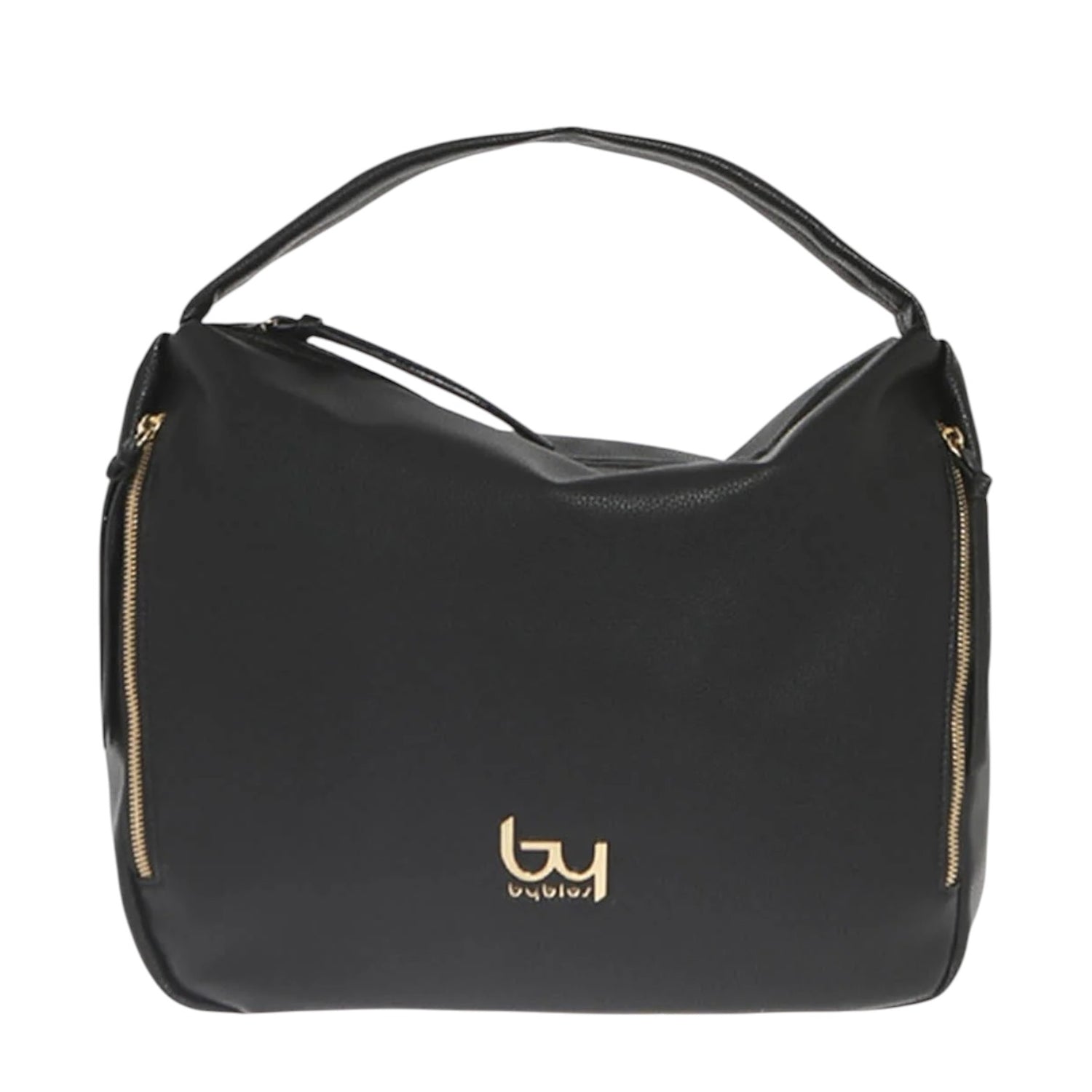 By Byblos Borsa a Spalla Donna in Ecopelle Morbida Nera con Tracolla e Tasche Laterali