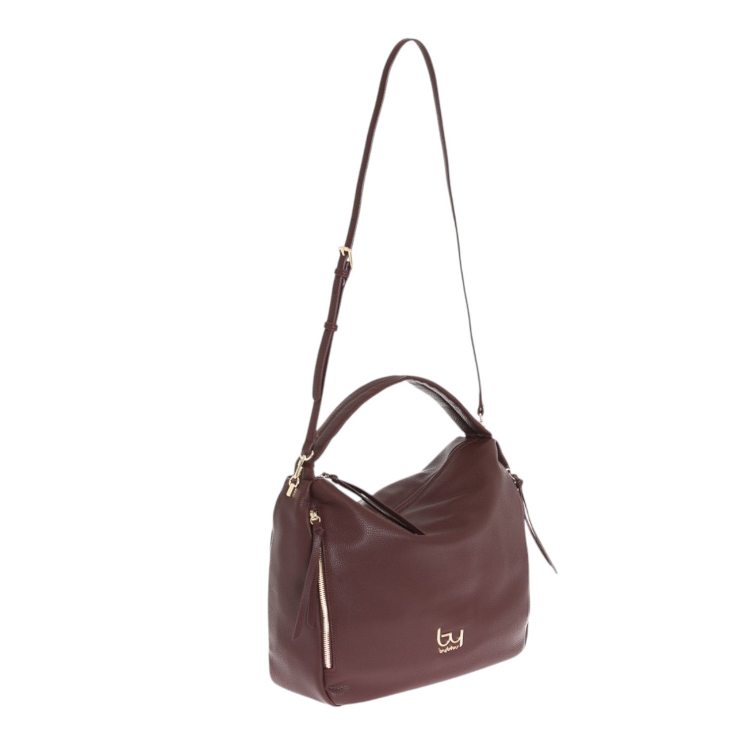 By Byblos Borsa a Spalla Donna in Ecopelle Morbida Prugna con Tracolla e Tasche Laterali