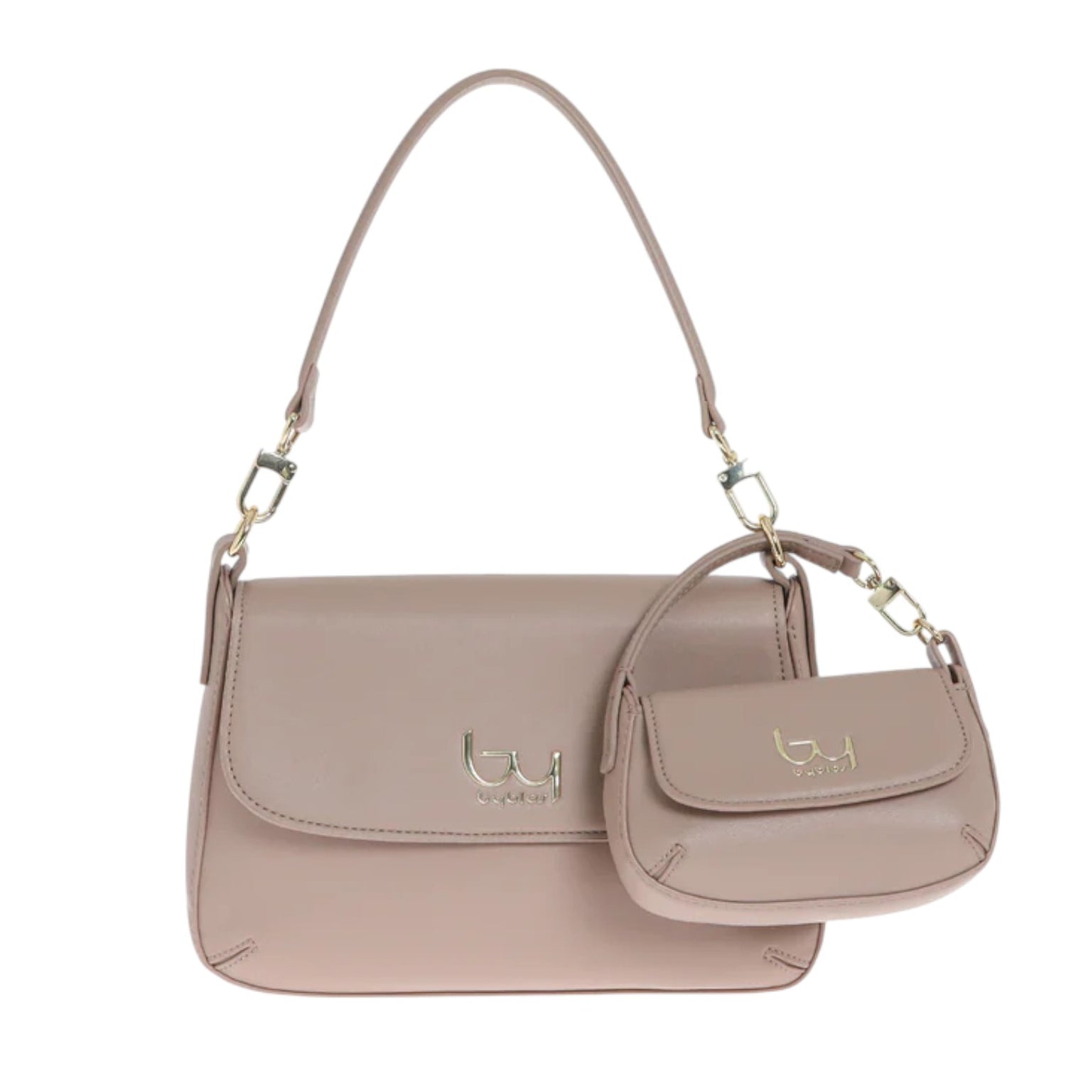 By Byblos Borsa a Tracolla Donna in Ecopelle Cipria con Pochette Coordinata