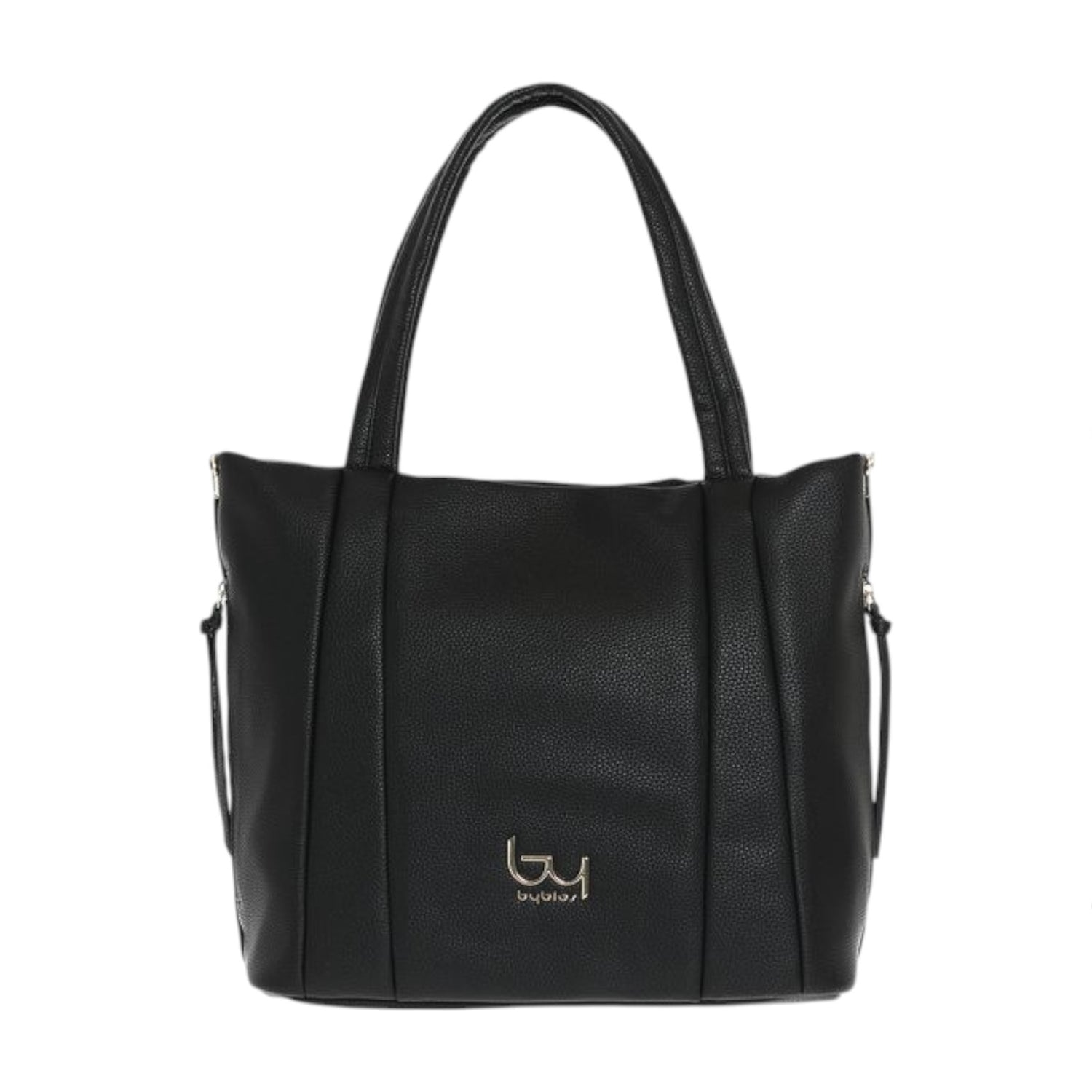 By Byblos Borsa a Spalla Donna in Ecopelle Martellata Nera con Zip e Tracolla