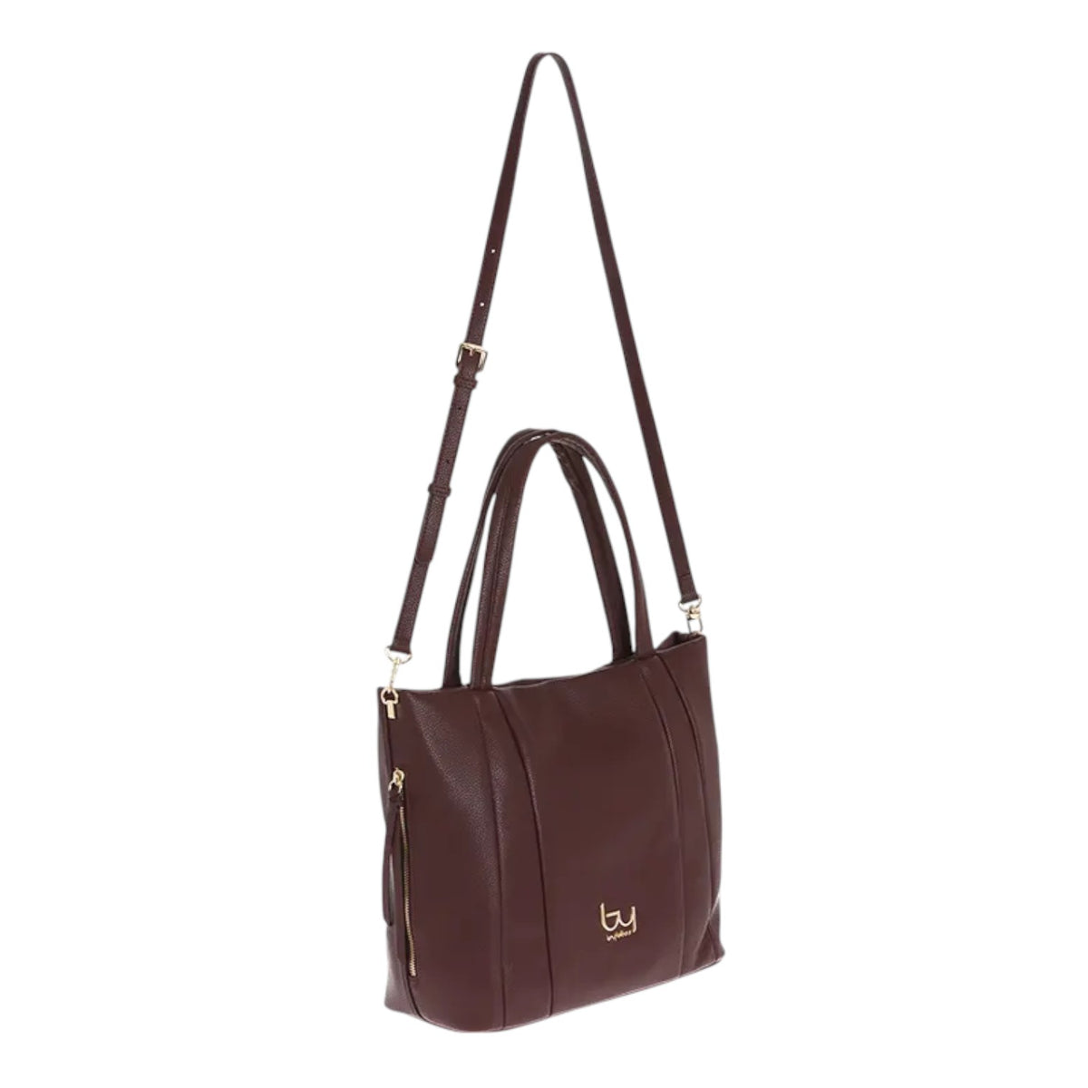 By Byblos Borsa a Spalla Donna in Ecopelle Martellata Prugna con Zip e Tracolla