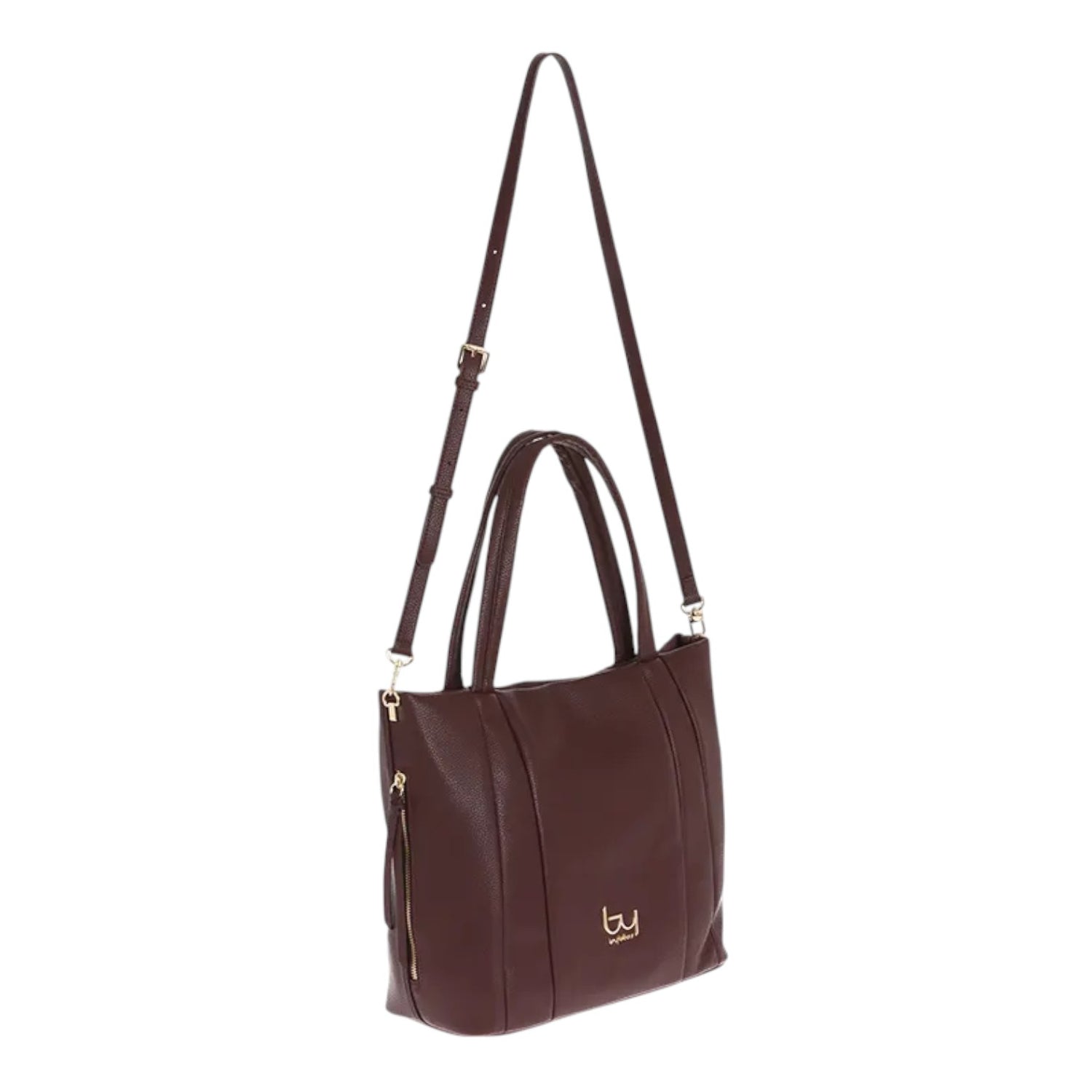 By Byblos Borsa a Spalla Donna in Ecopelle Martellata Prugna con Zip e Tracolla