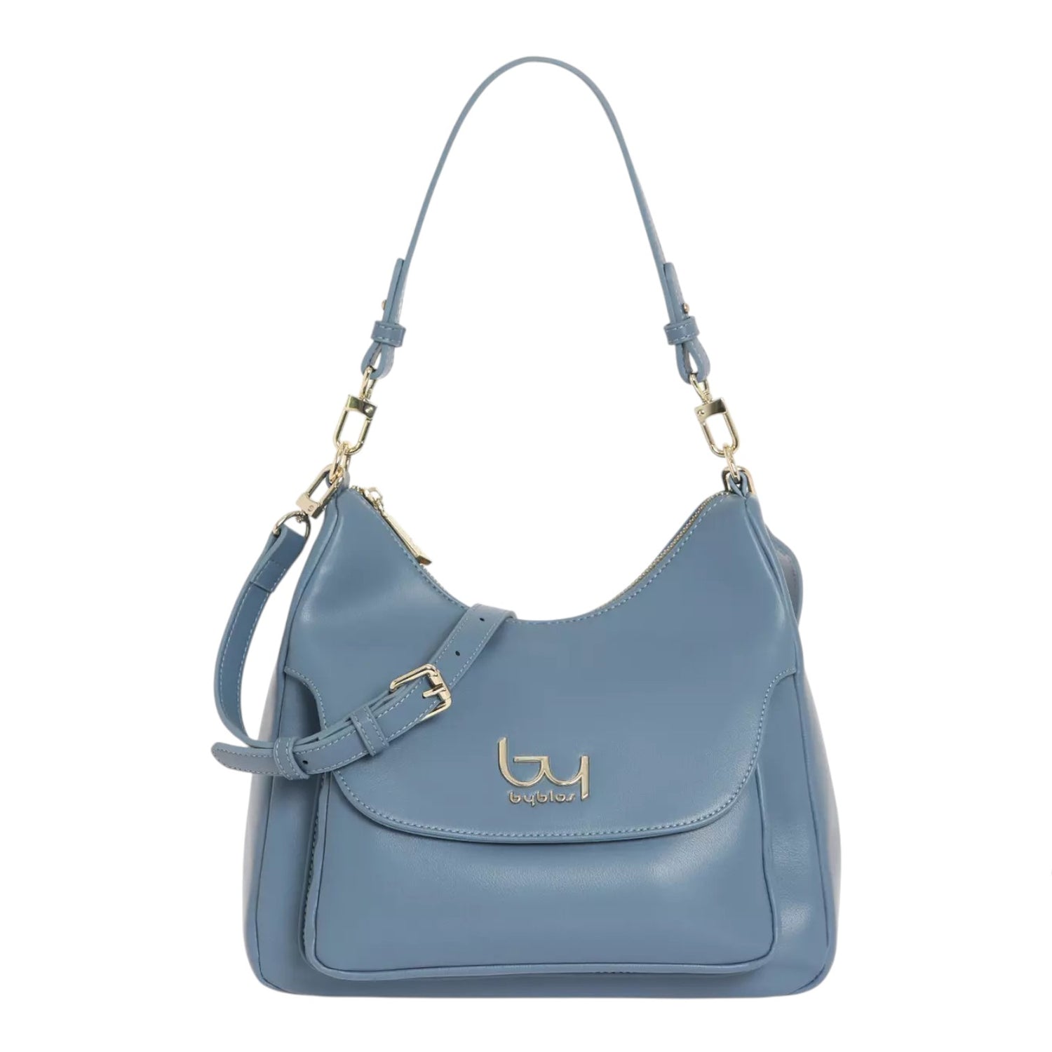 By Byblos Borsa a Spalla Media Donna in Ecopelle Avio con Tracolla e Tasca Frontale