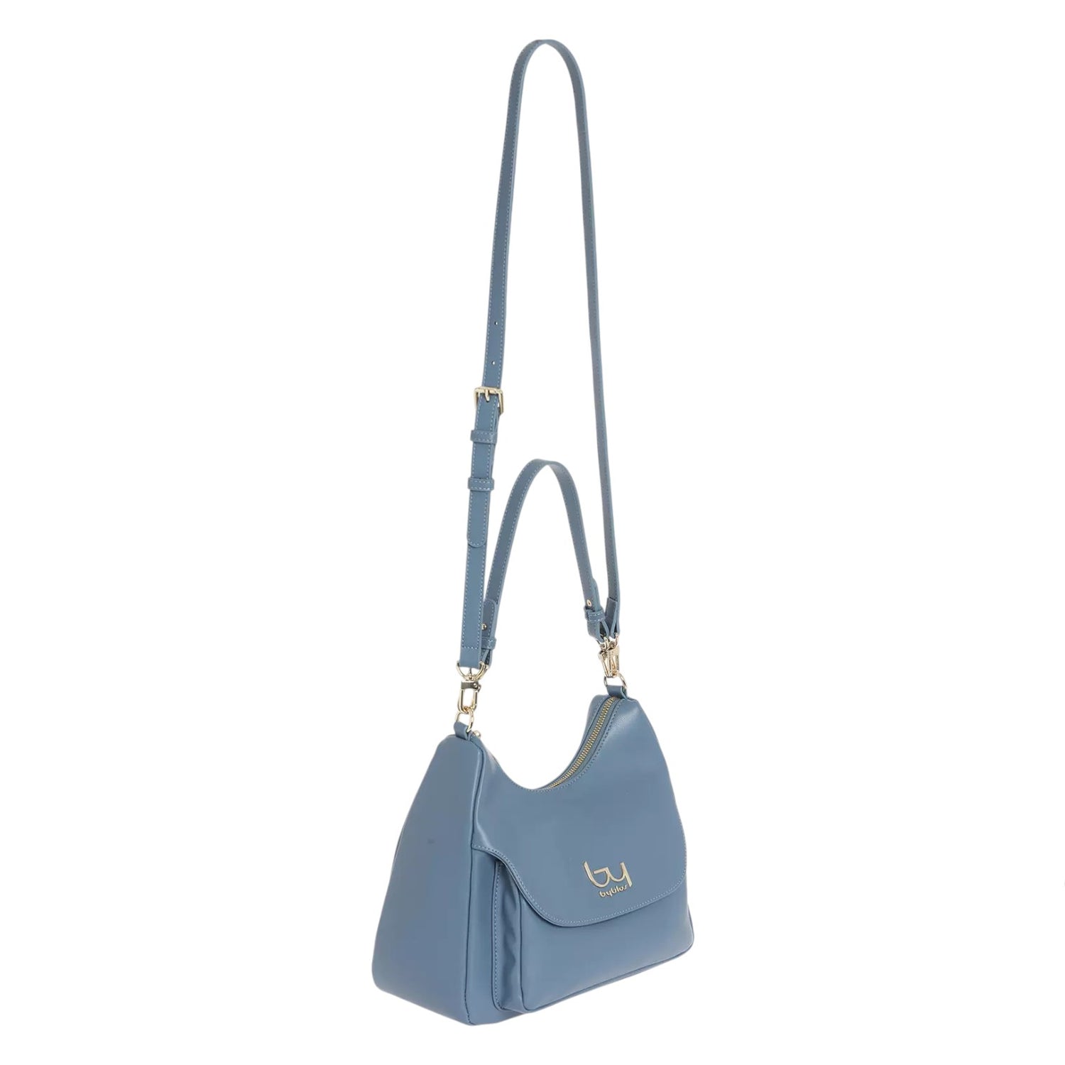 By Byblos Borsa a Spalla Media Donna in Ecopelle Avio con Tracolla e Tasca Frontale