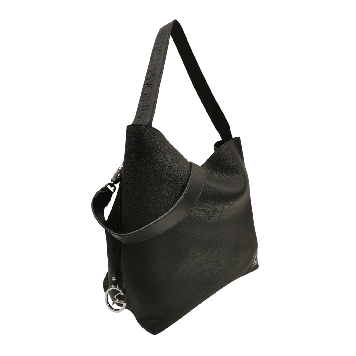 Gattinoni Roma Borsa a Spalla Donna Megan in Ecopelle Nera con Manico Logato