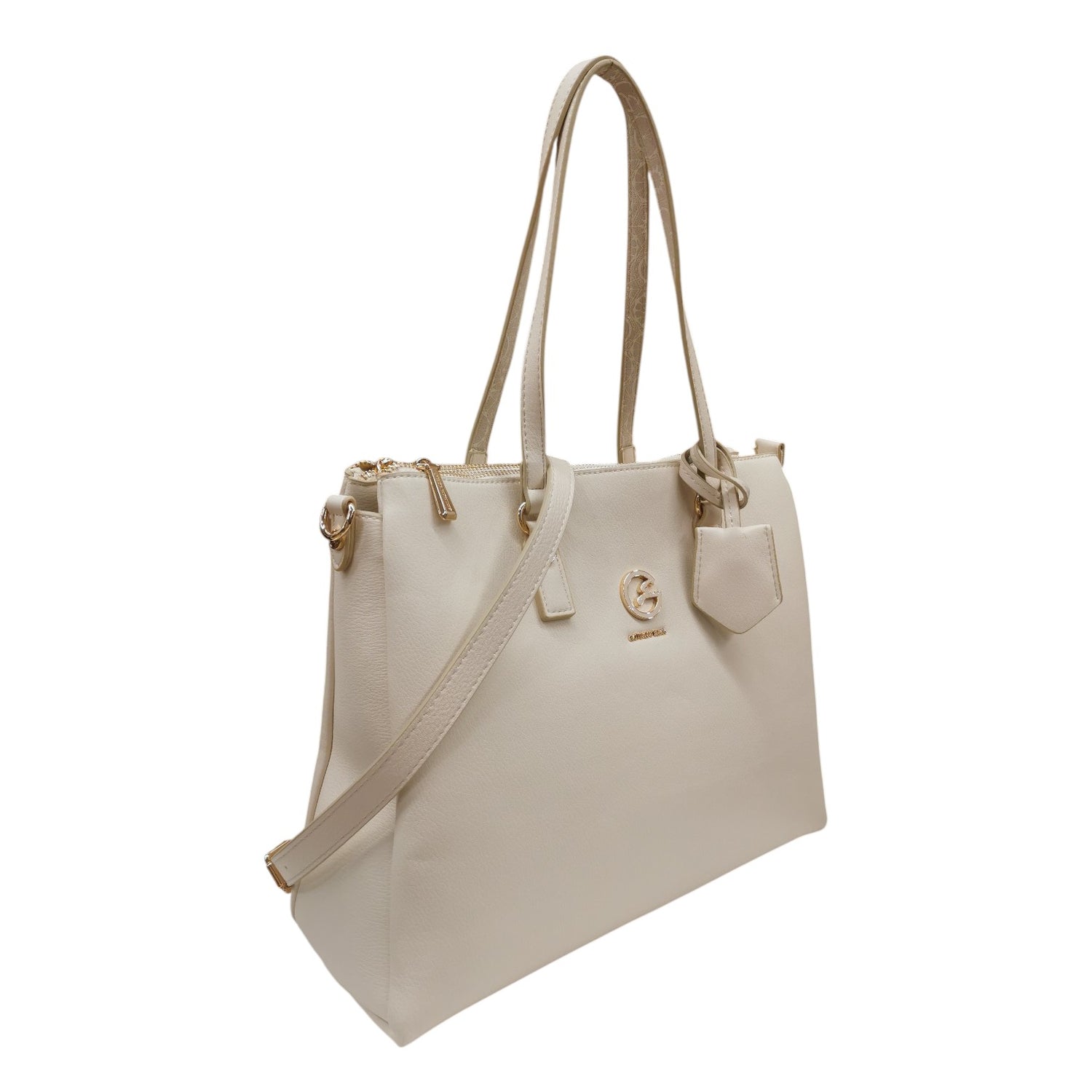 Gattinoni Roma Borsa a Spalla Donna Denise Soft in Ecopelle Latte con Charm e Tracolla
