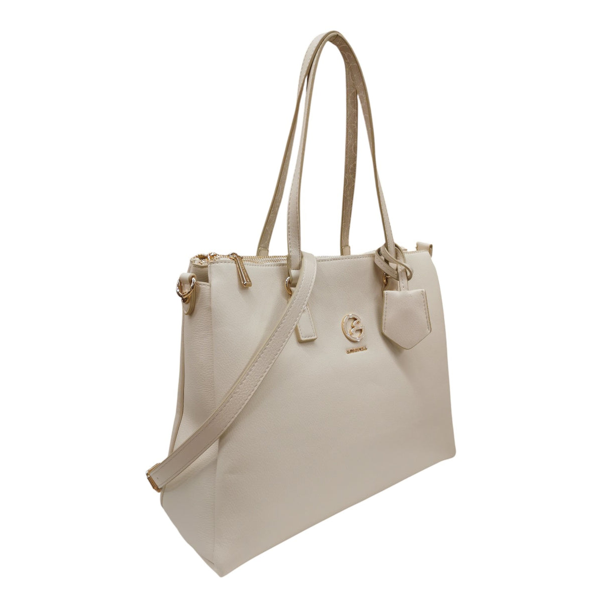 Gattinoni Roma Borsa a Spalla Donna Denise Soft in Ecopelle Latte con Charm e Tracolla