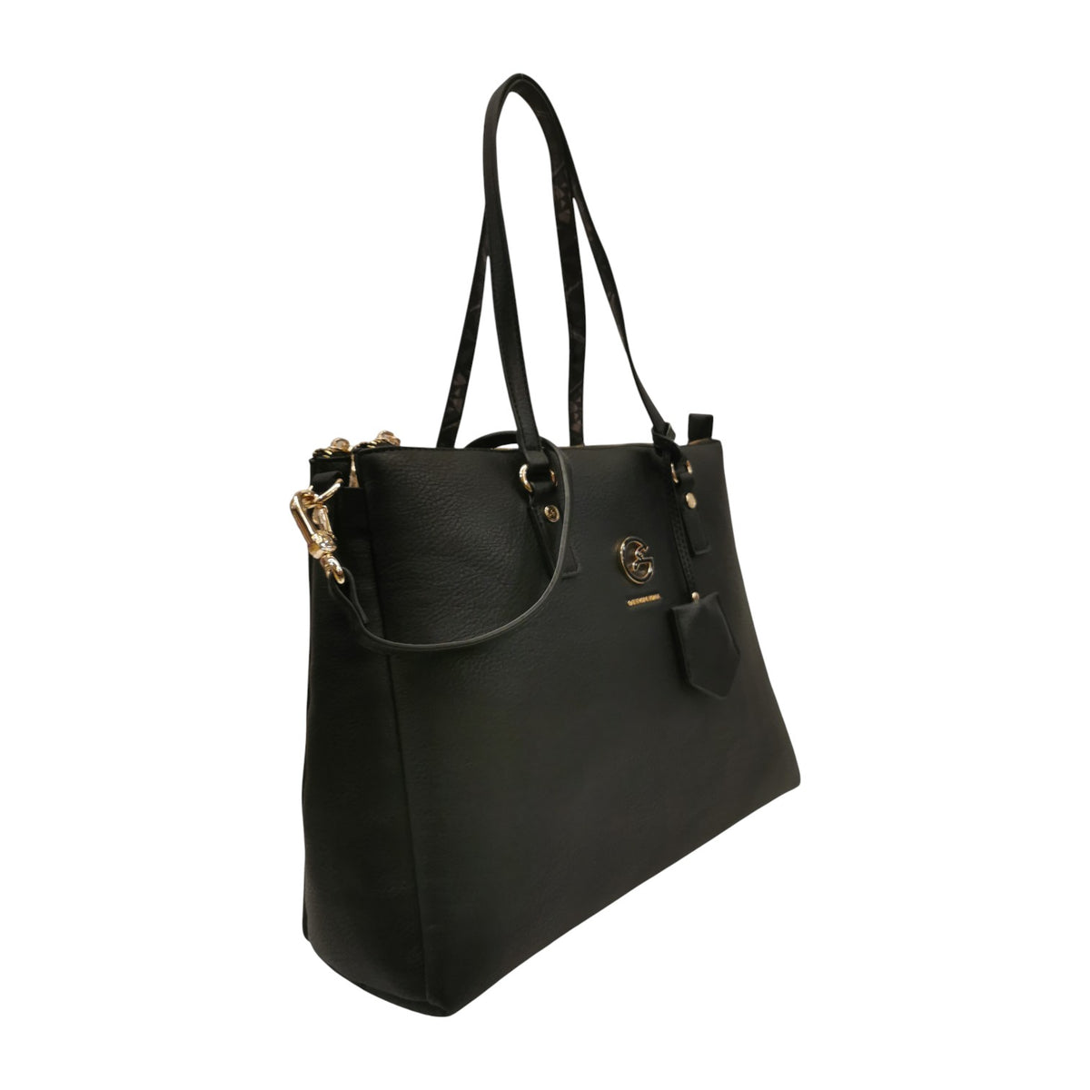 Gattinoni Roma Borsa a Spalla Donna Denise Soft in Ecopelle Nero Fumo con Charm e Tracolla