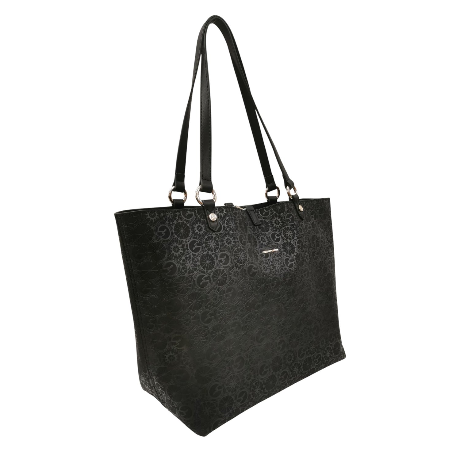 Gattinoni Roma Borsa a Spalla Donna Teodosia Reversibile Casual in Ecopelle Nera con Pochette