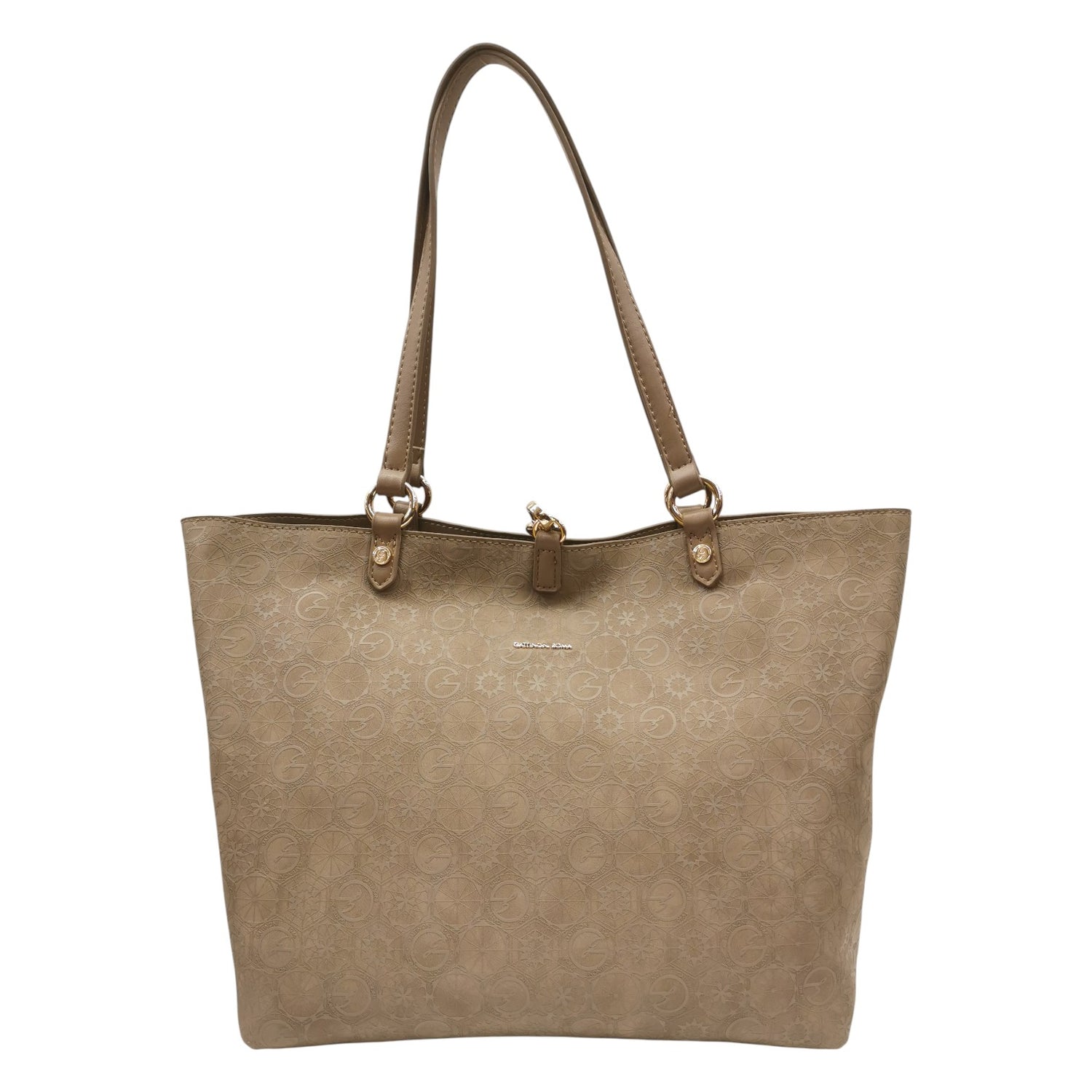 Gattinoni Roma Borsa a Spalla Donna Teodosia Reversibile Casual in Ecopelle Tortora con Pochette