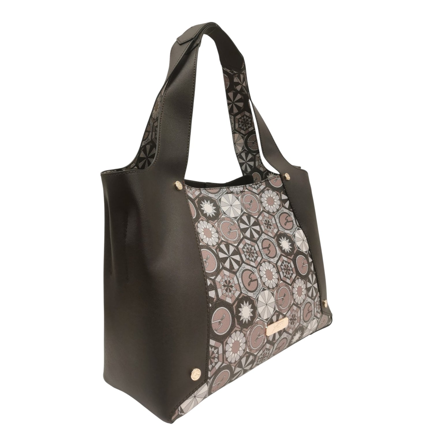 Gattinoni Roma Borsa a Spalla Donna Teodosia in Ecopelle Marrone con Doppio Scomparto