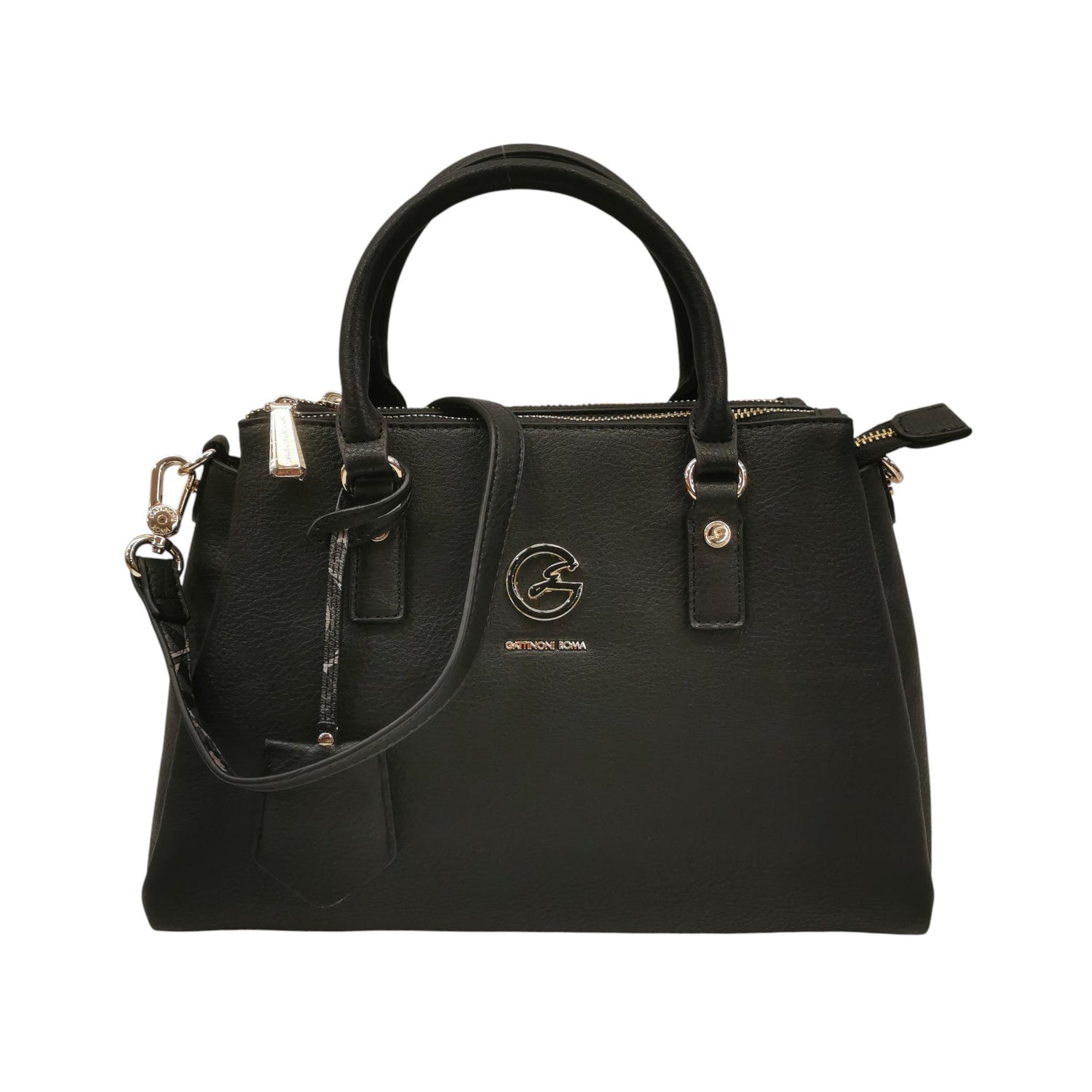 Gattinoni Roma Borsa a Mano Donna Denise Soft in Ecopelle Nera con Tracolla