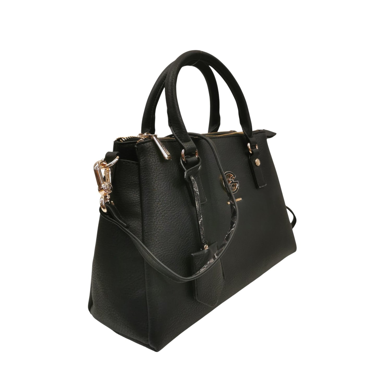 Gattinoni Roma Borsa a Mano Donna Denise Soft in Ecopelle Nera con Tracolla