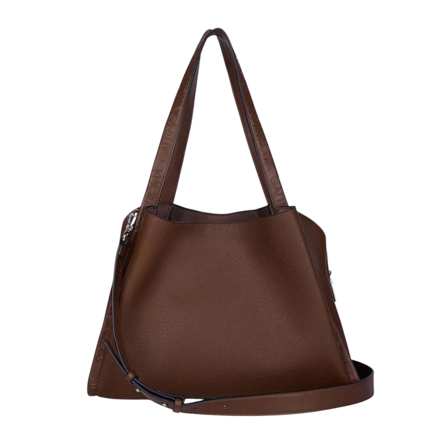 Gattinoni Roma Borsa a Spalla Donna Megan in Ecopelle Marrone con Doppio Manico Logato
