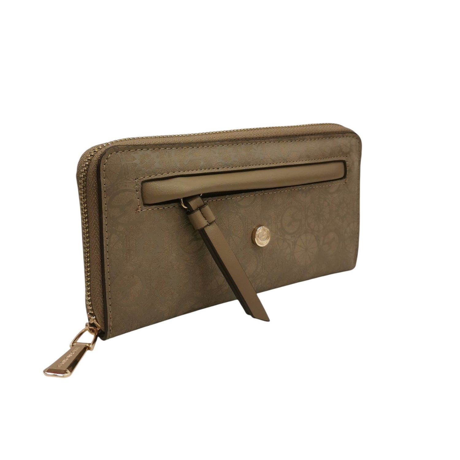 Gattinoni Roma Portafoglio Donna in Ecopelle Tortora con Stampa Teodosia e Zip