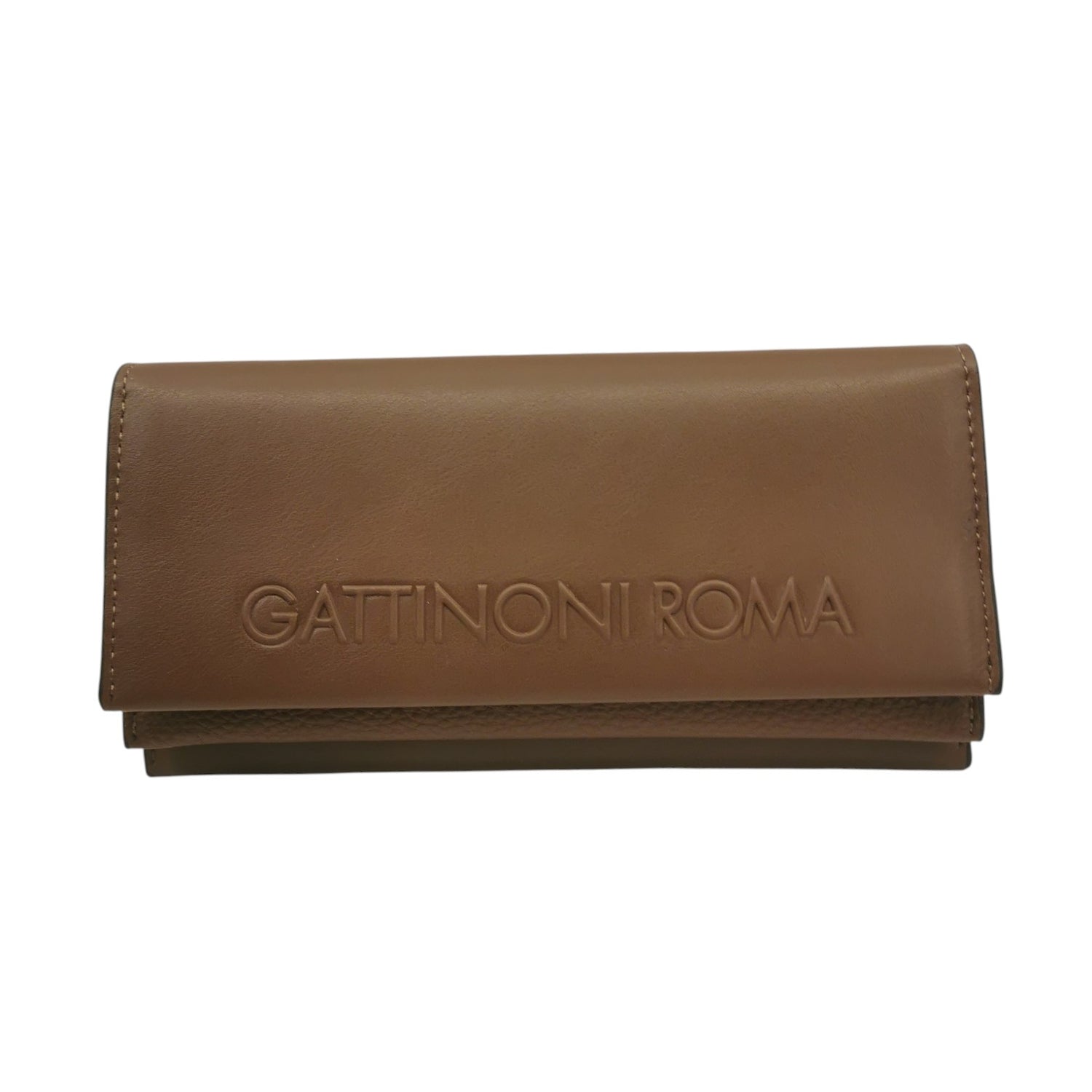 Gattinoni Roma Portafoglio Donna in Ecopelle Marrone con Logo e Bottone Magnetico