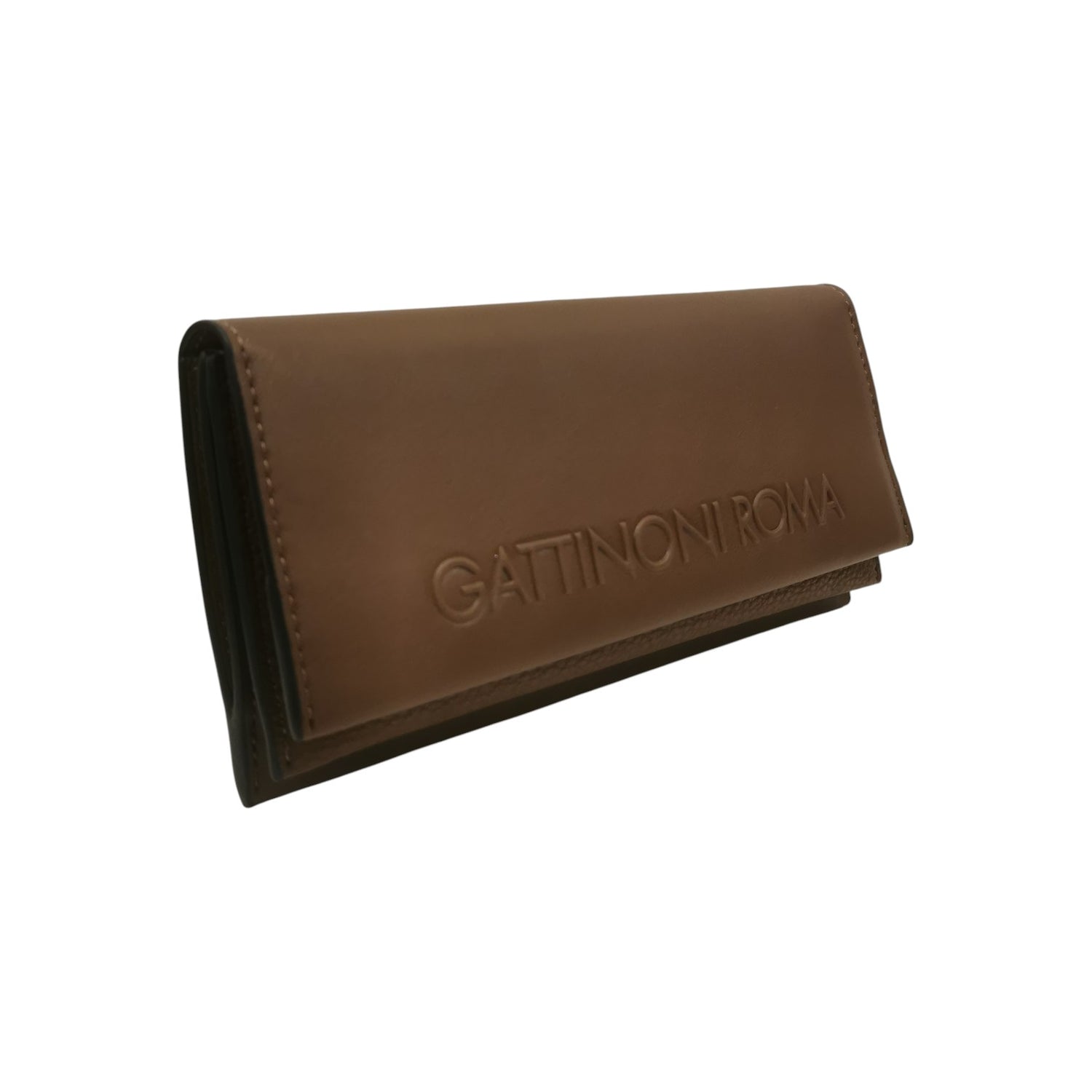 Gattinoni Roma Portafoglio Donna in Ecopelle Marrone con Logo e Bottone Magnetico