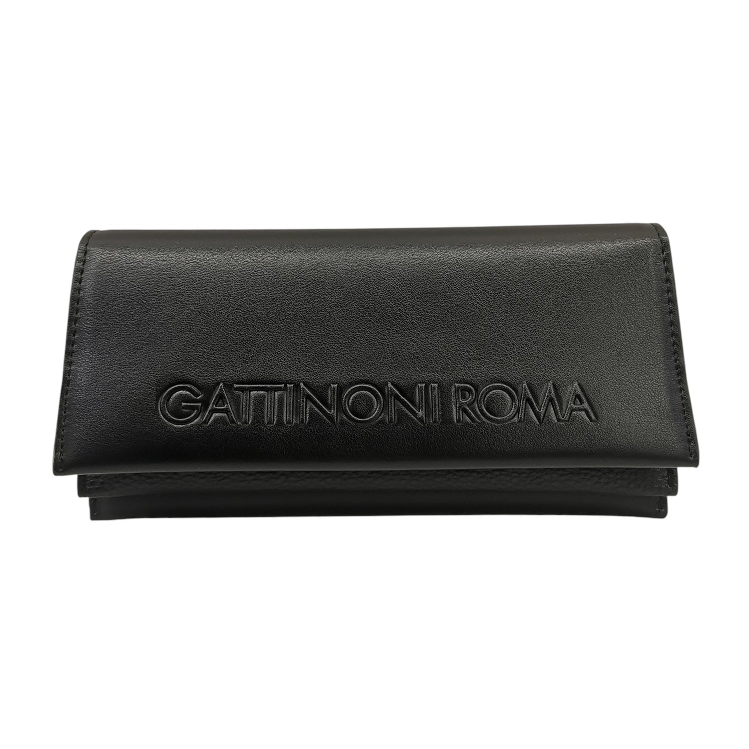 Gattinoni Roma Portafoglio Donna in Ecopelle Nera con Logo e Bottone Magnetico