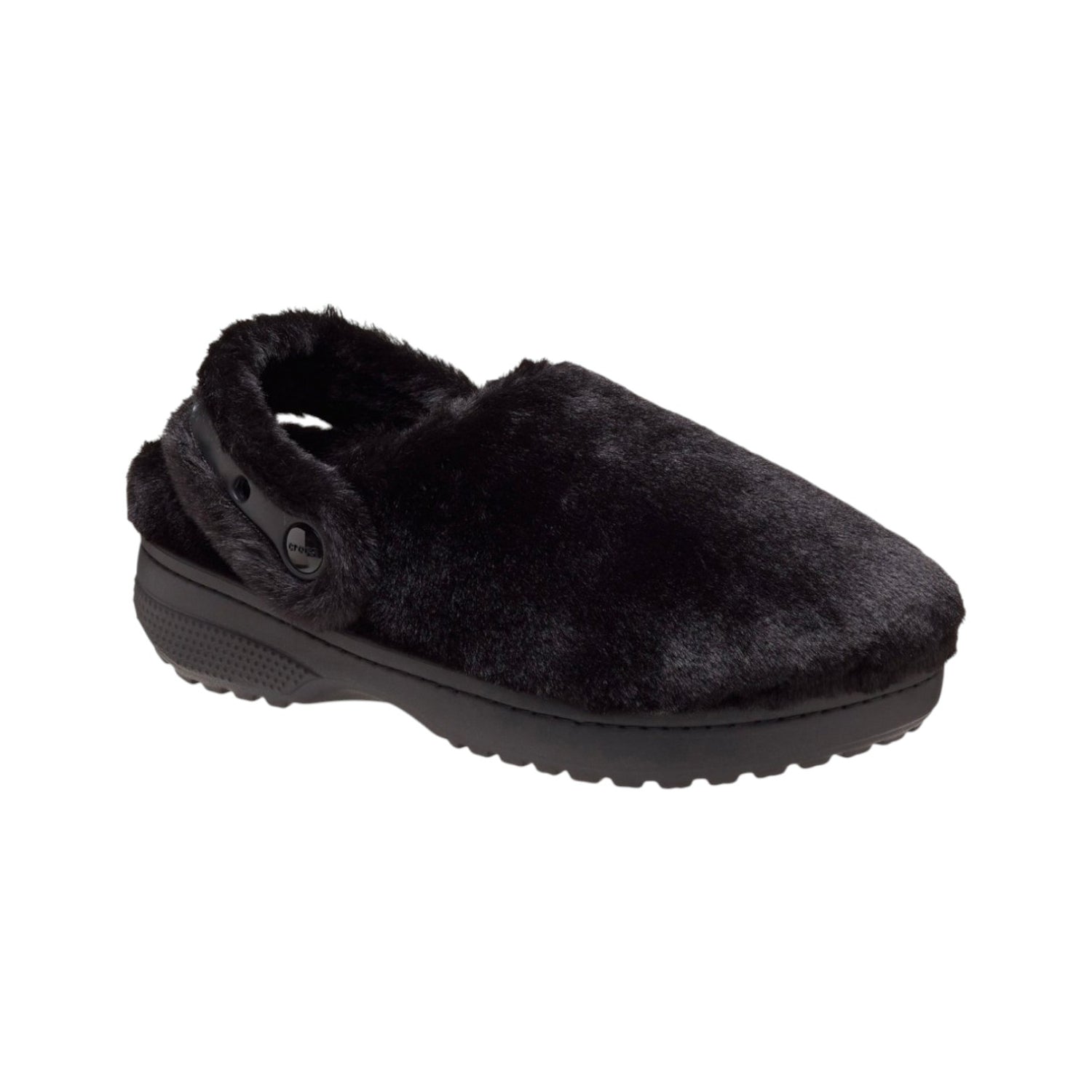 Crocs Classic Unforgettable Clog Sabot Donna in Pelliccia Sintetica Nera