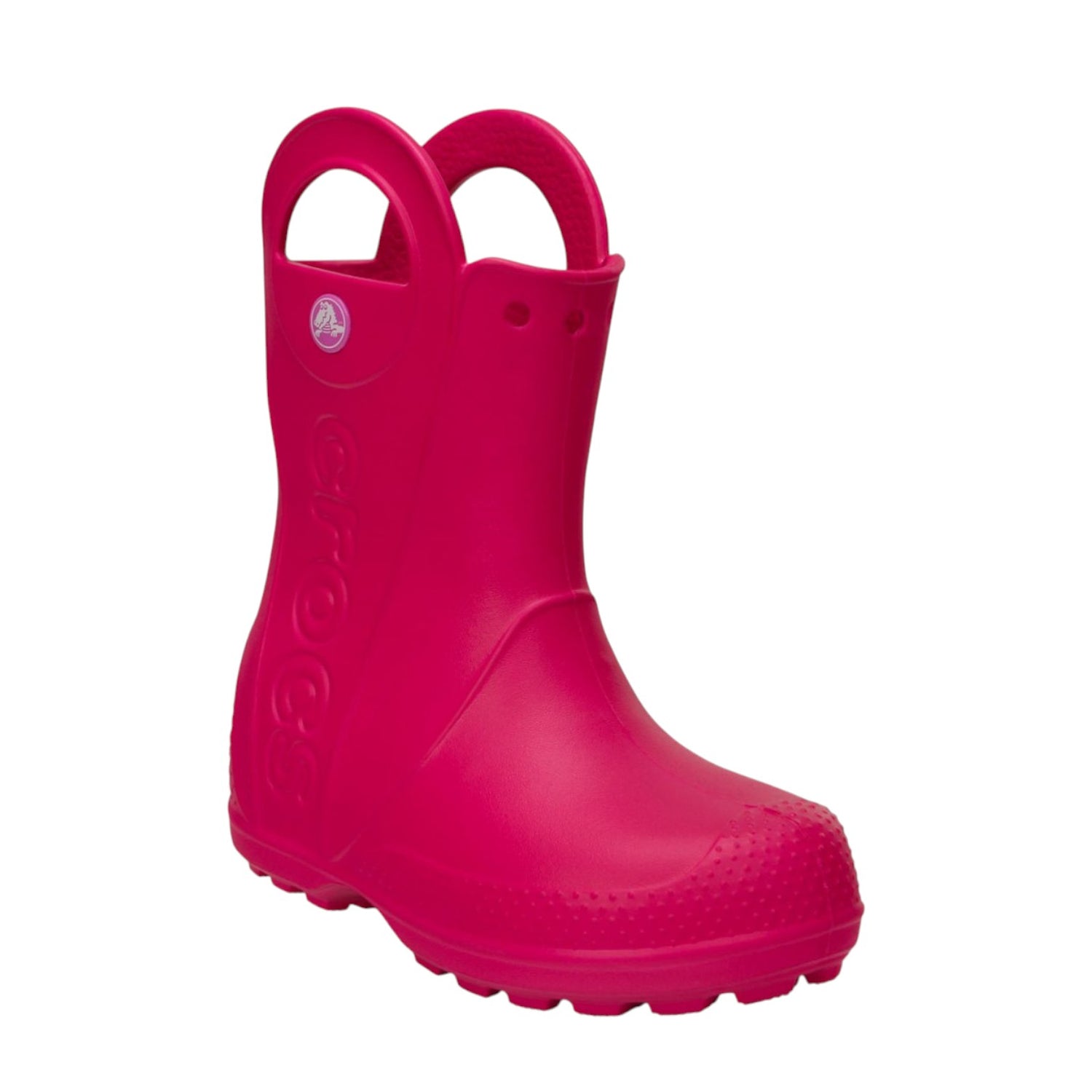Crocs Handle It Rain Boot K Stivaletto Bambina in Gomma Rosa Antipioggia