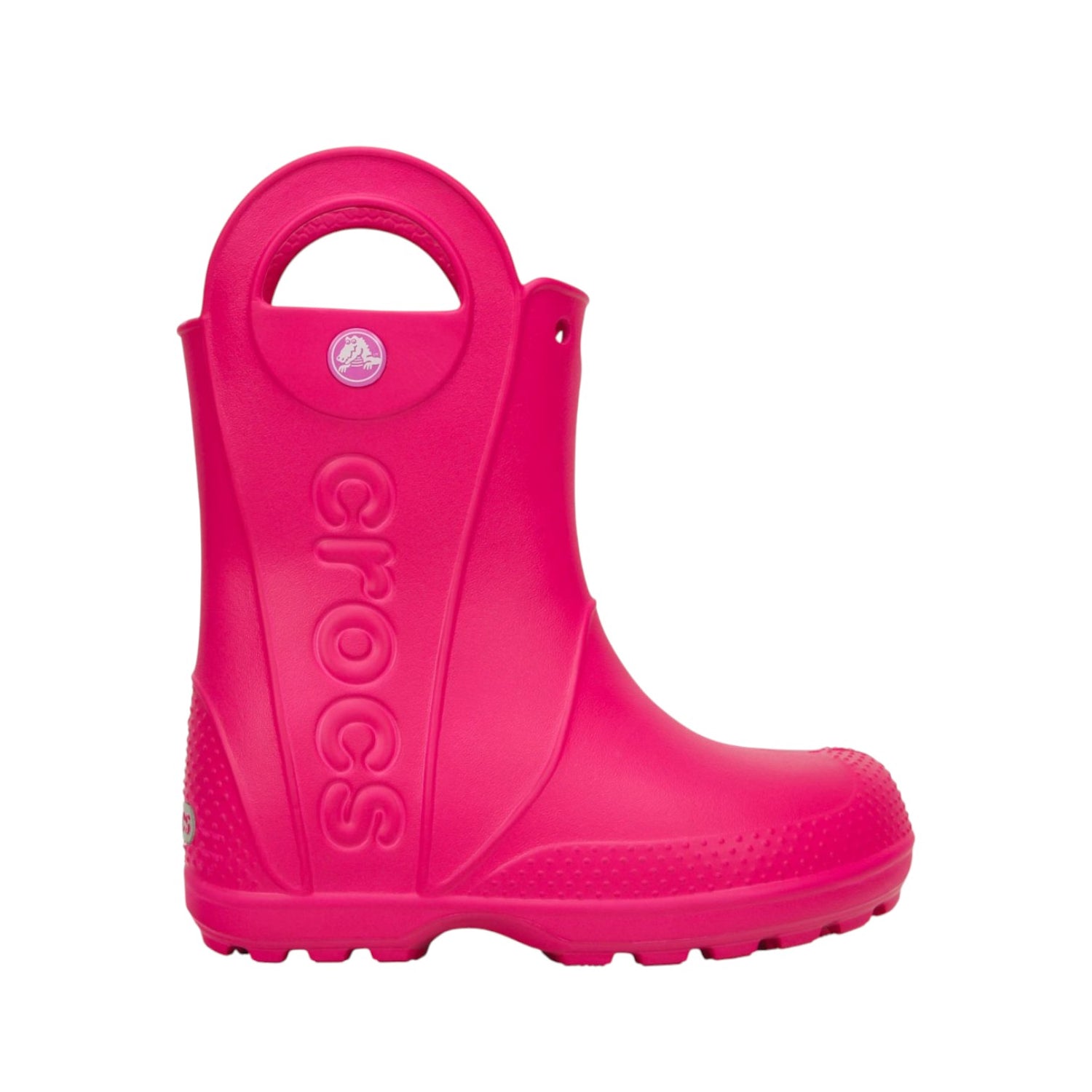 Crocs Handle It Rain Boot T Stivaletto Bambina in Gomma Rosa Antipioggia