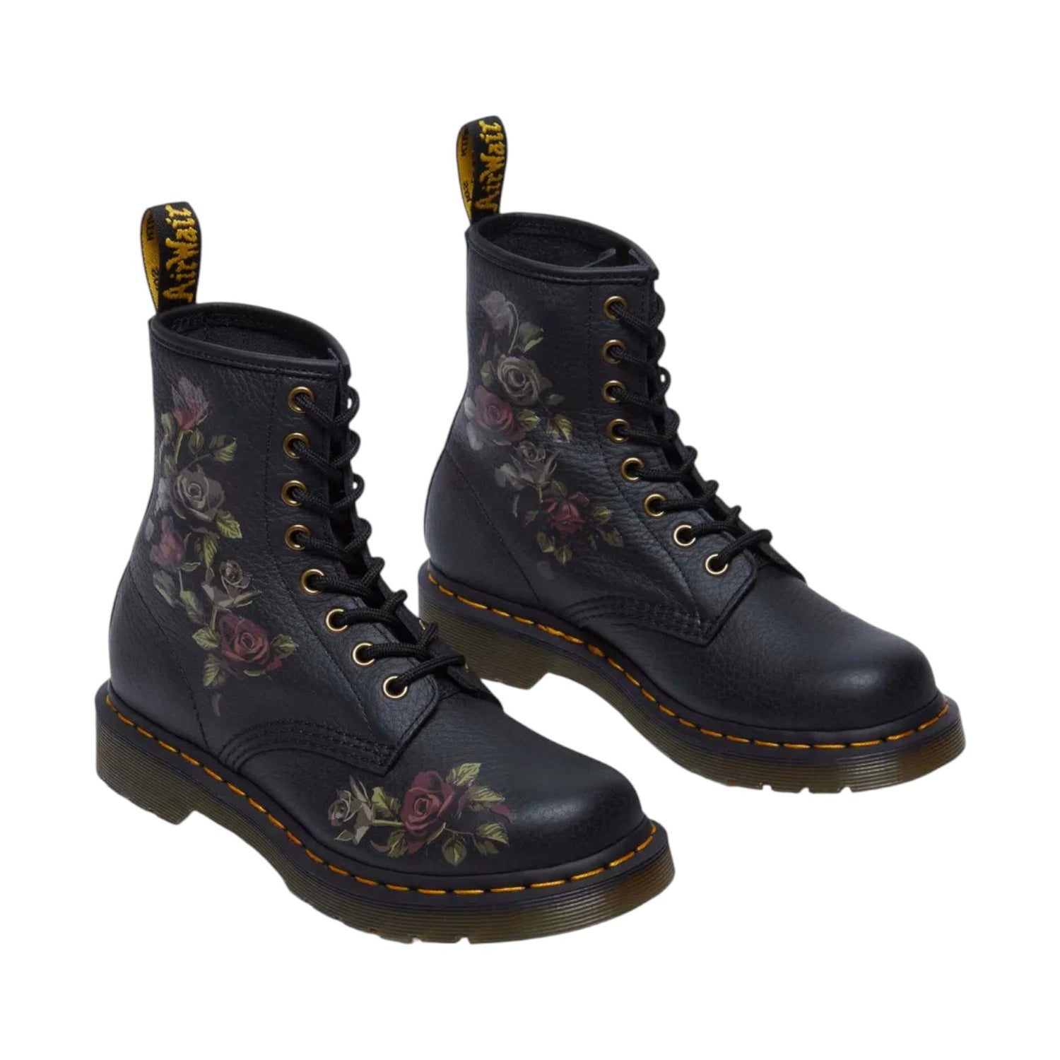 Dr. Martens 1460 Decayed Roses Anfibio Donna in Pelle Nera Numero - 40
