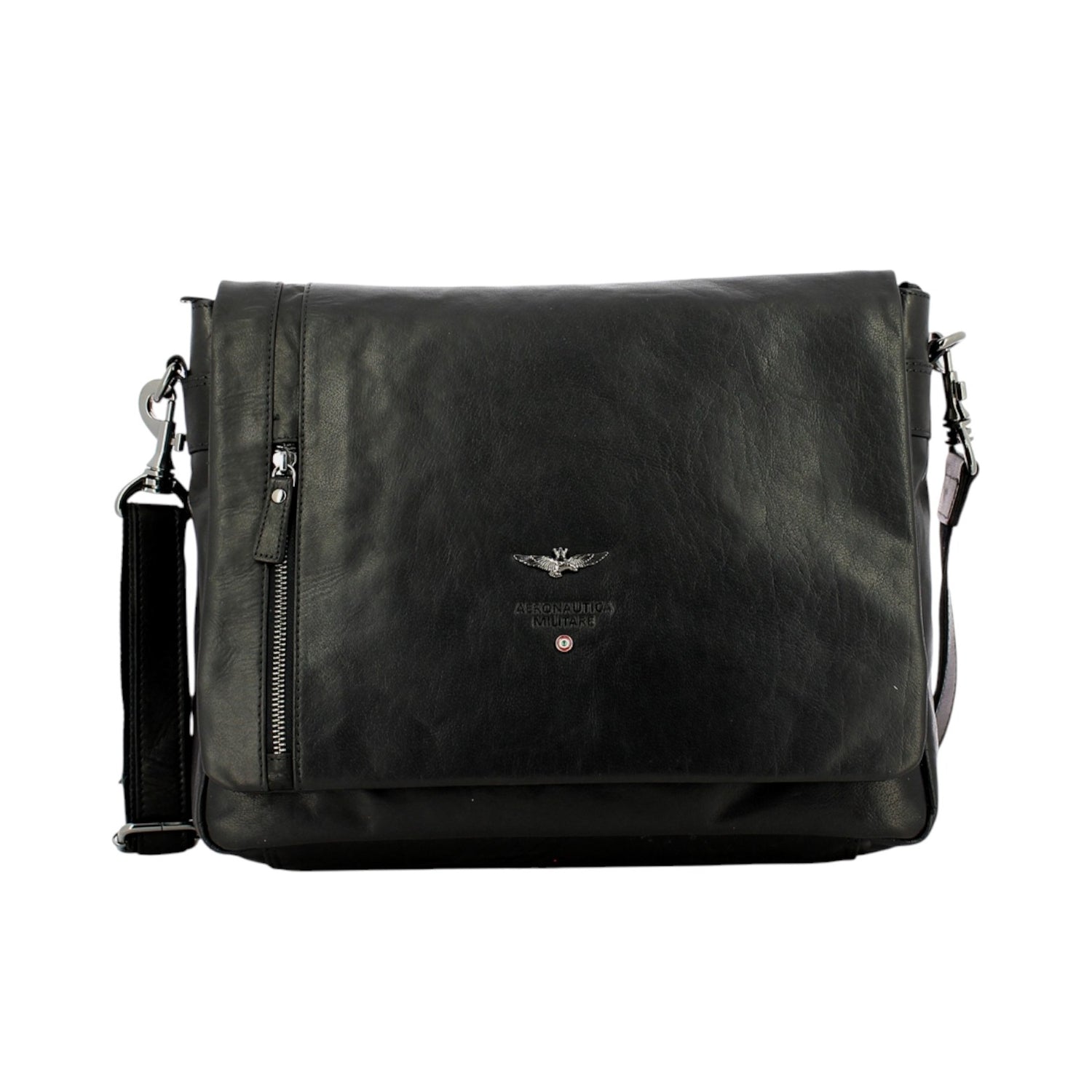 Aeronautica Militare Messenger Vintage Uomo in Pelle Nera