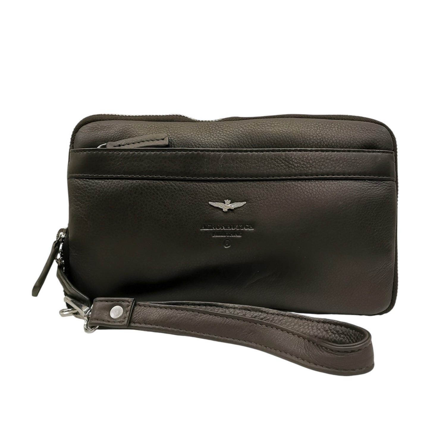 Aeronautica Militare Pochette Uomo in Pelle Moro Zip Around