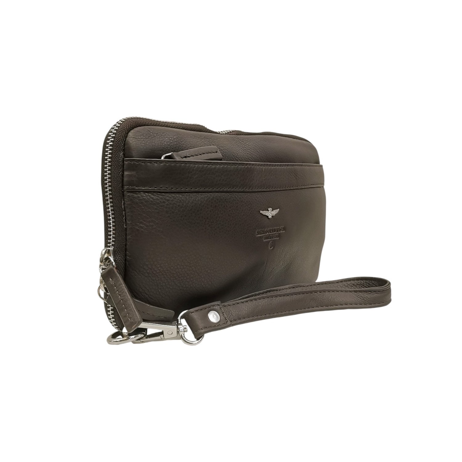 Aeronautica Militare Pochette Uomo in Pelle Moro Zip Around