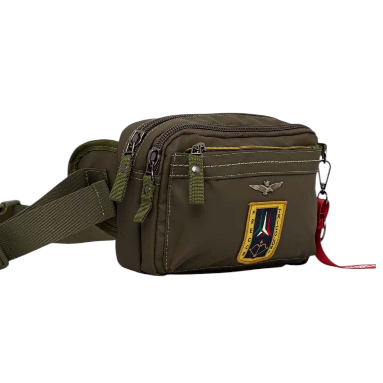 Aeronautica Militare Marsupio Linea Frecce Uomo in Tessuto Verde