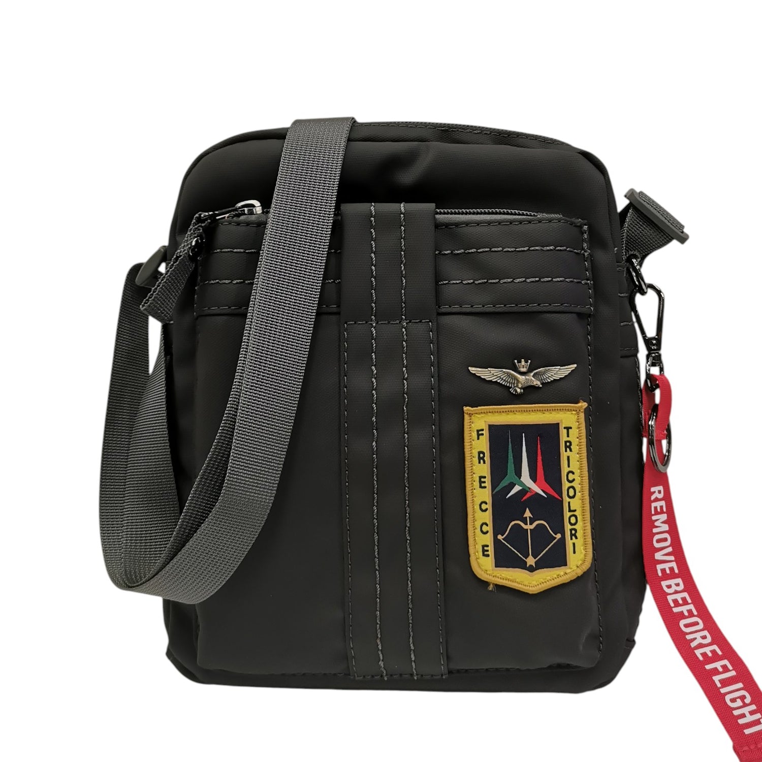 Aeronautica Militare Borsello Medio Linea frecce Uomo in Tessuto Antracite