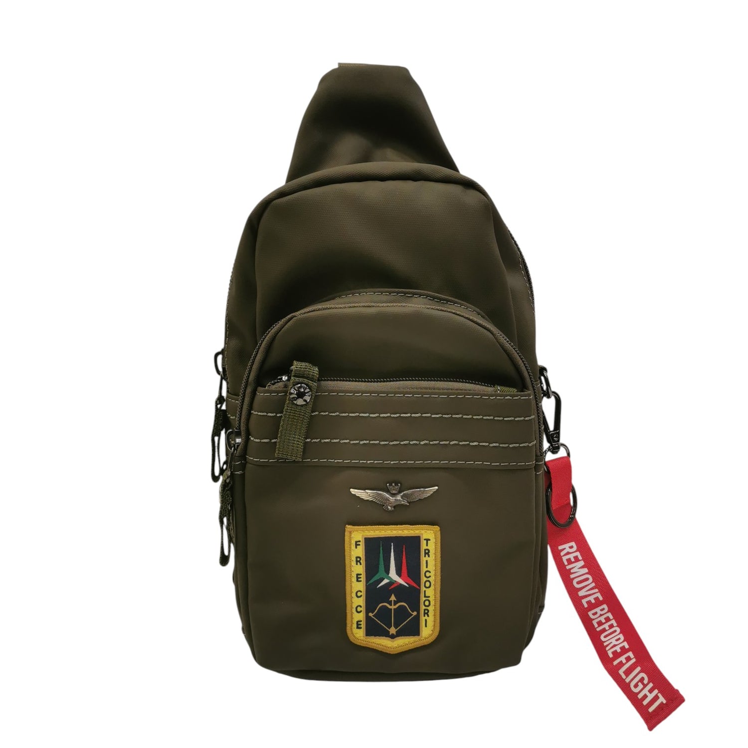 Aeronautica Militare Monospalla Linea Frecce Uomo in Tessuto Verde