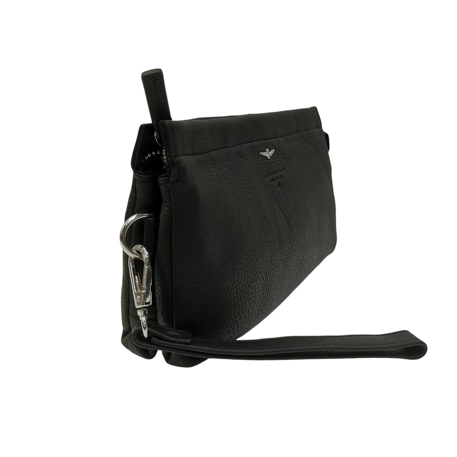 Aeronautica Militare Pochette Uomo in Morbida Pelle Nera