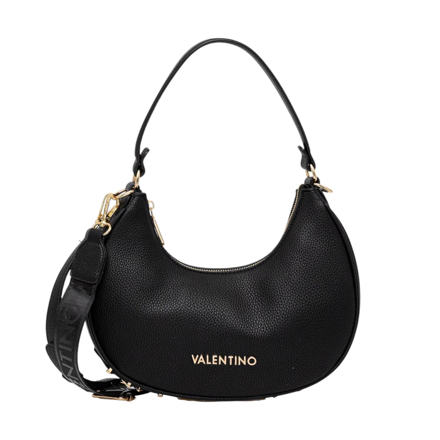 Mario Valentino Borsa a Spalla Shelby Mezzaluna Piccola in Ecopelle Nera con Tracolla