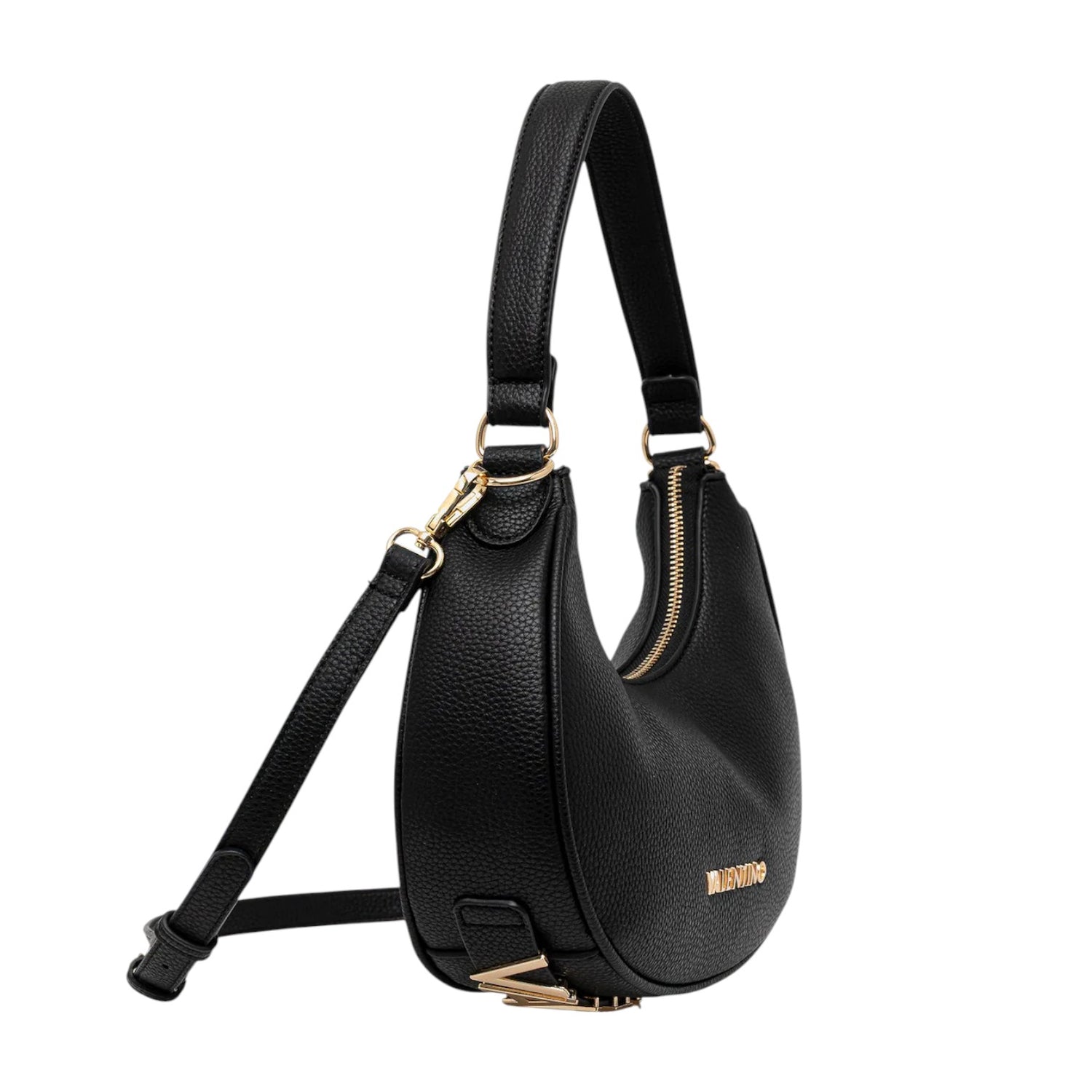 Mario Valentino Borsa a Spalla Shelby Mezzaluna Piccola in Ecopelle Nera con Tracolla
