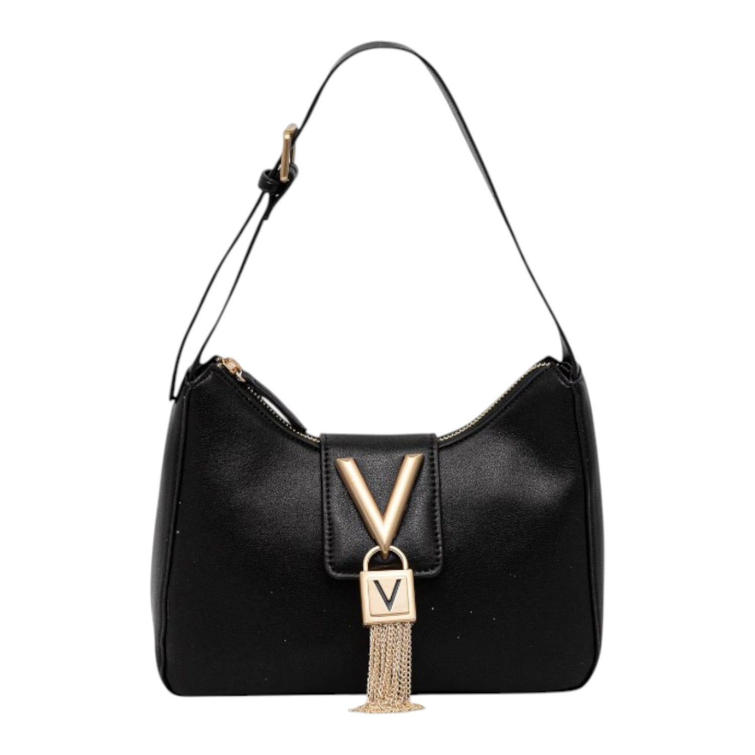 Mario Valentino Borsa a Spalla Donna in Ecopelle Liscia Nera con Charm
