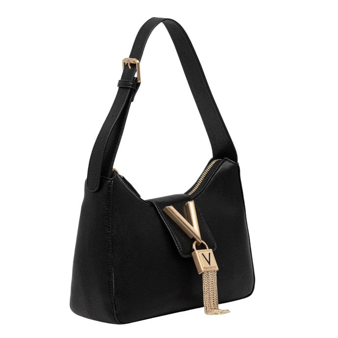 Mario Valentino Borsa a Spalla Donna in Ecopelle Liscia Nera con Charm