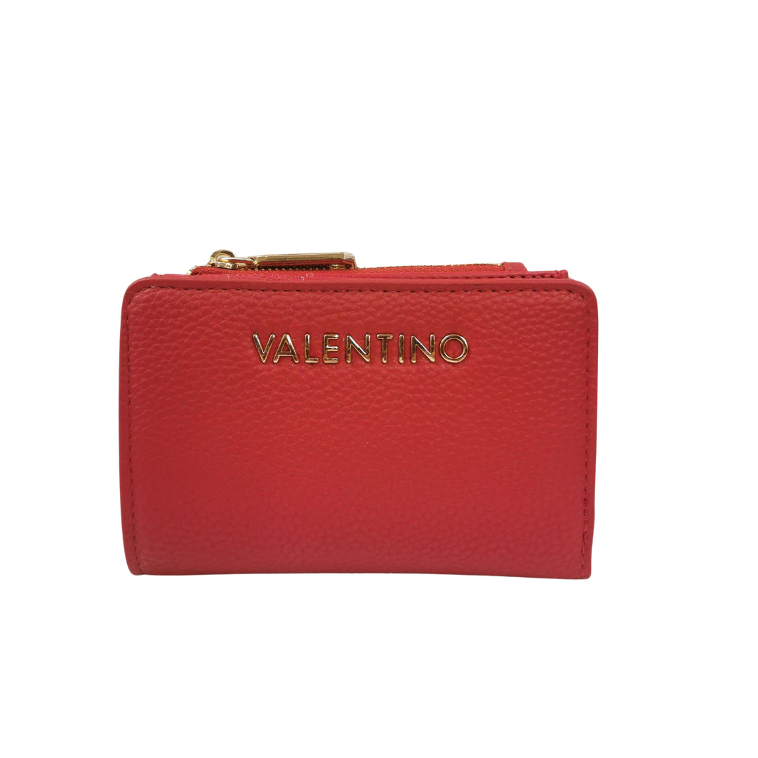 Mario Valentino Portafoglio Piccolo da Donna in Ecopelle Martellata Rossa con Tasca Esterna